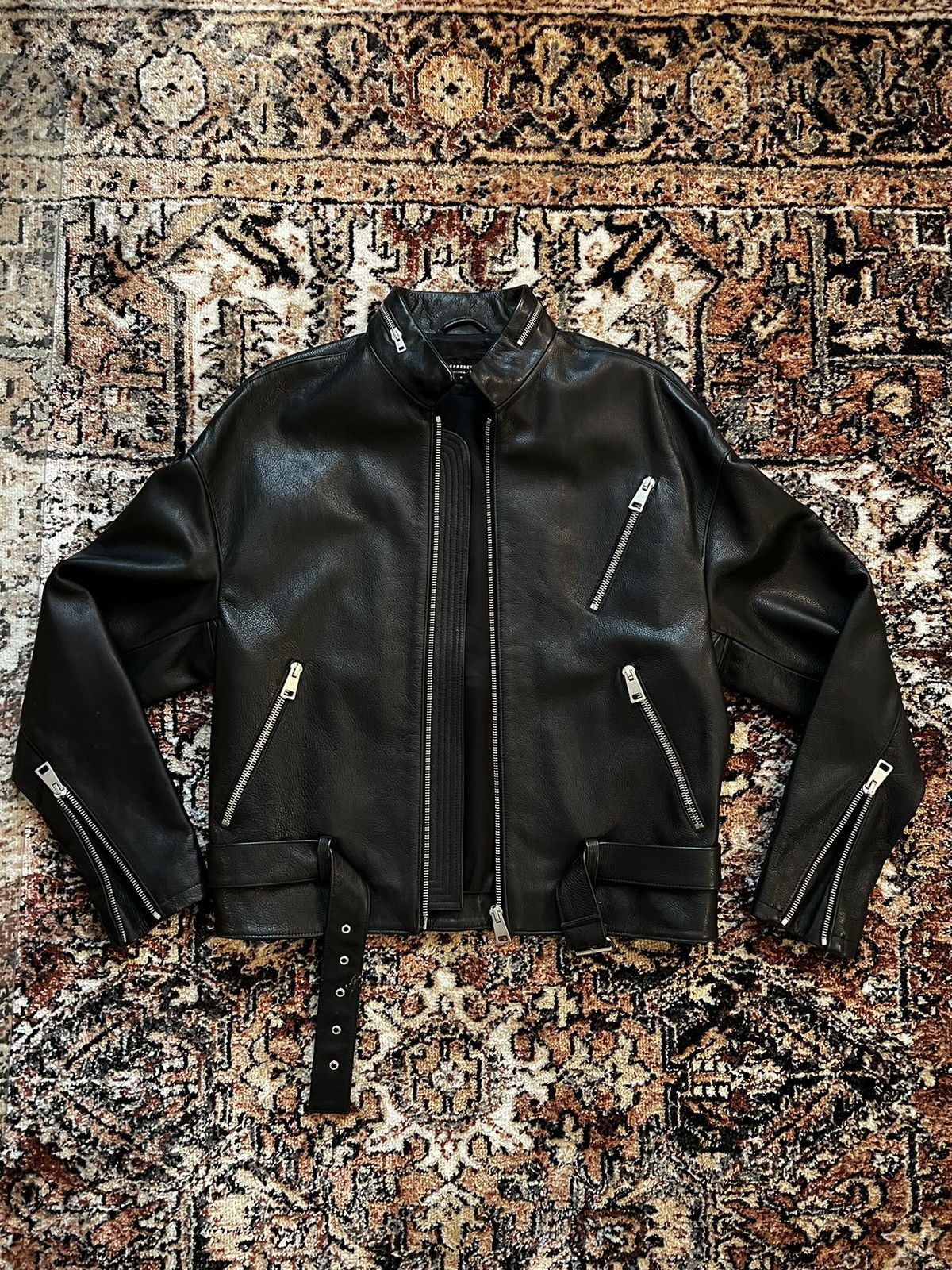 Represent Clo. Represent Clo. Oversized Leather Moto Jacket - Black ...