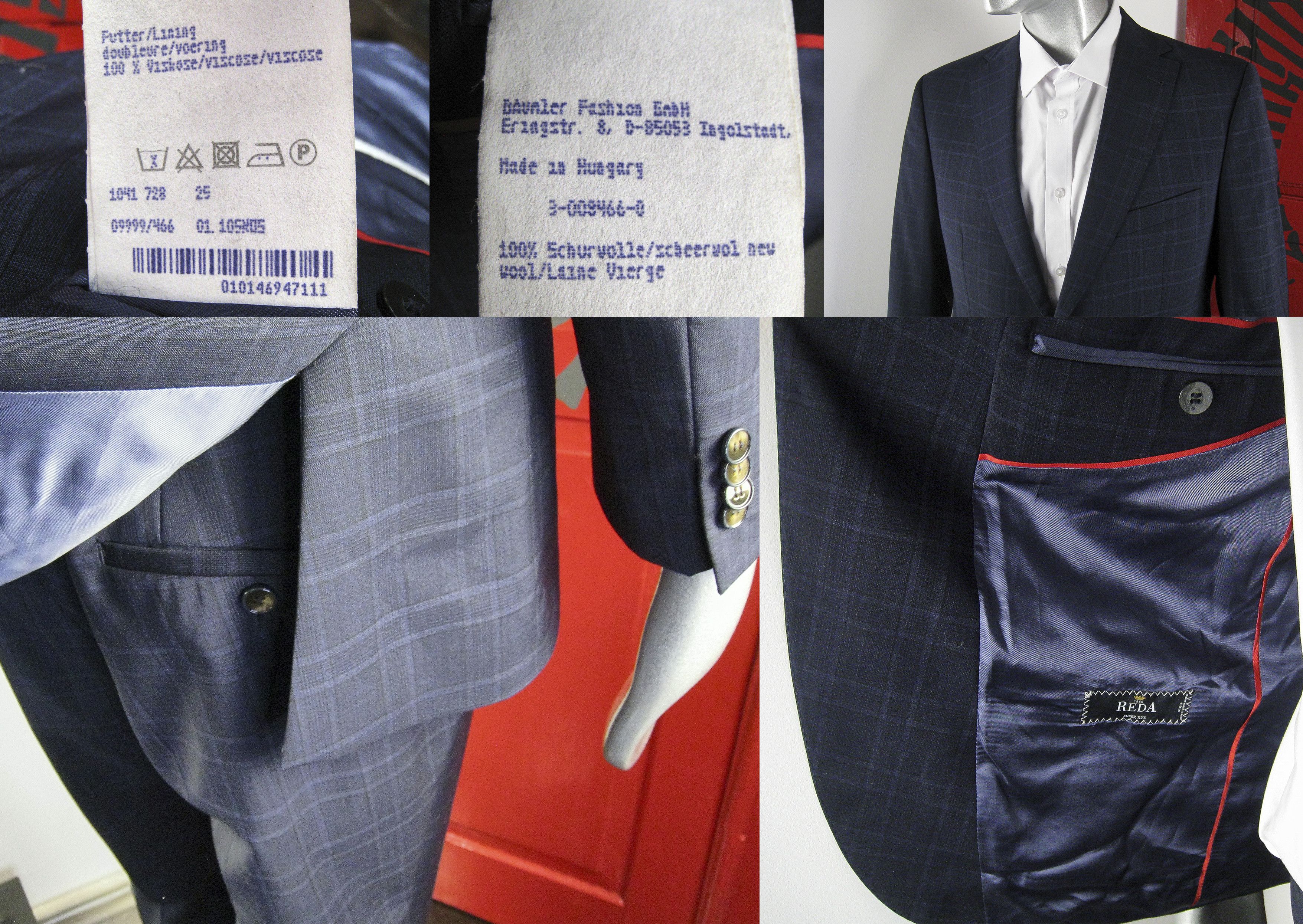 Baumler Baumler men's luxury navy check suit Size 42R - 10 Thumbnail