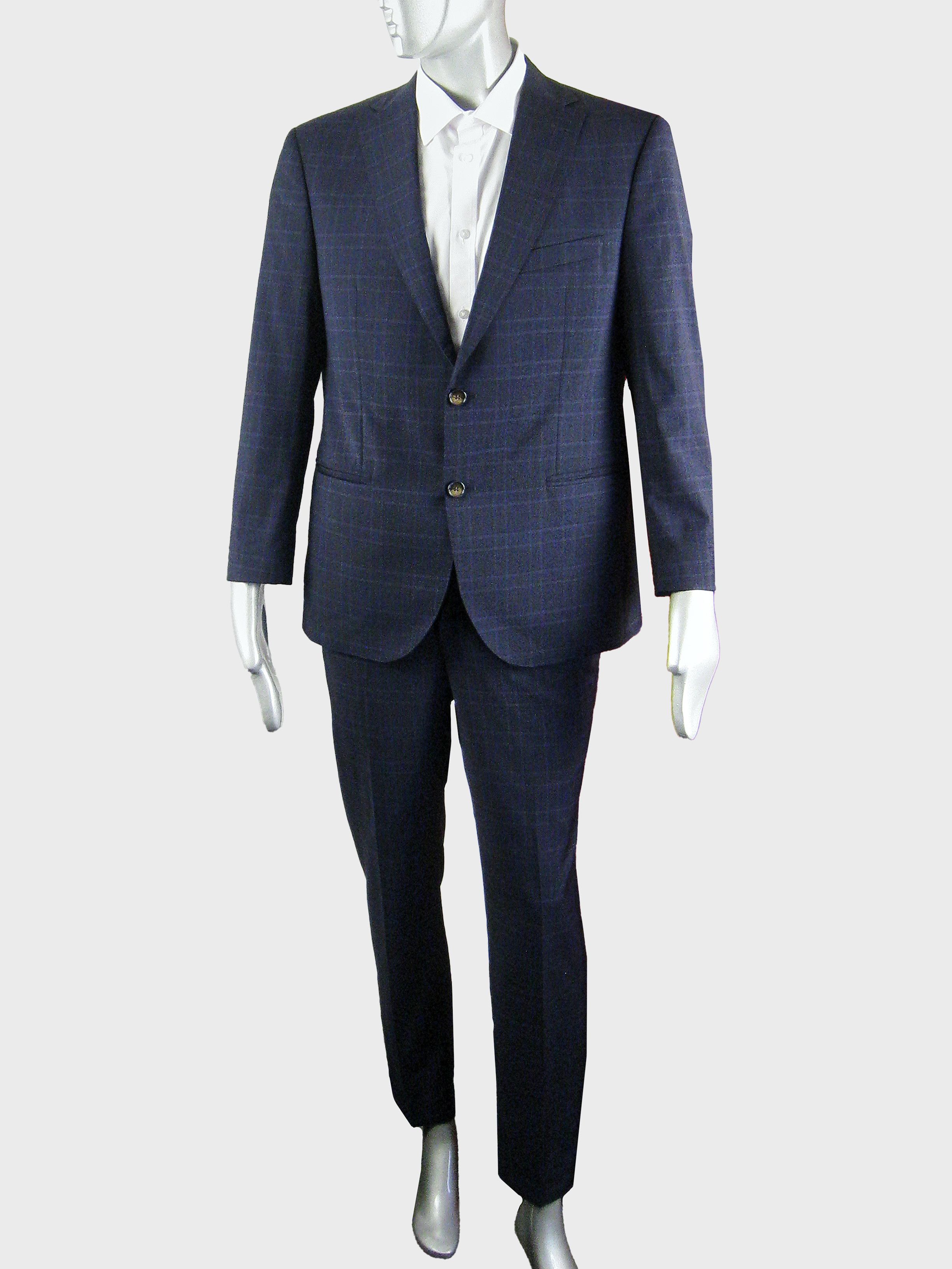 Baumler Baumler men's luxury navy check suit Size 42R - 2 Thumbnail
