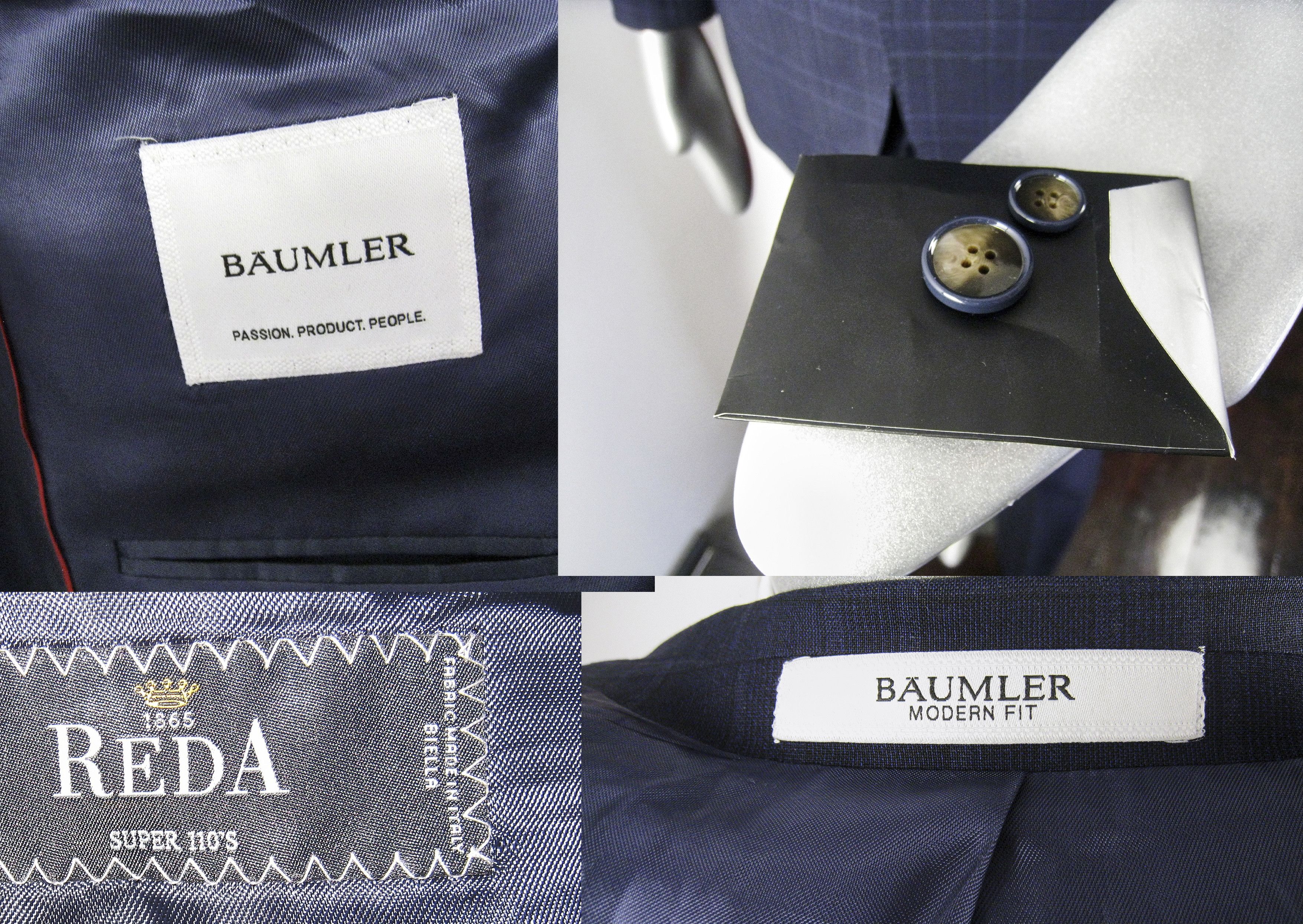 Baumler Baumler men's luxury navy check suit Size 42R - 9 Thumbnail