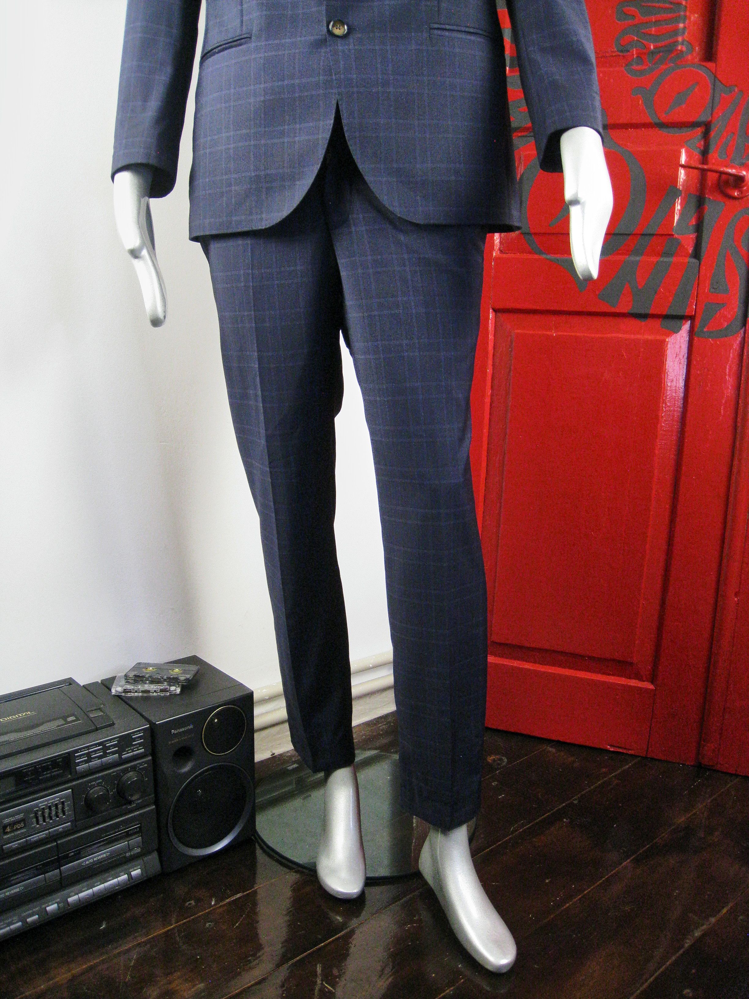 Baumler Baumler men's luxury navy check suit Size 42R - 6 Thumbnail