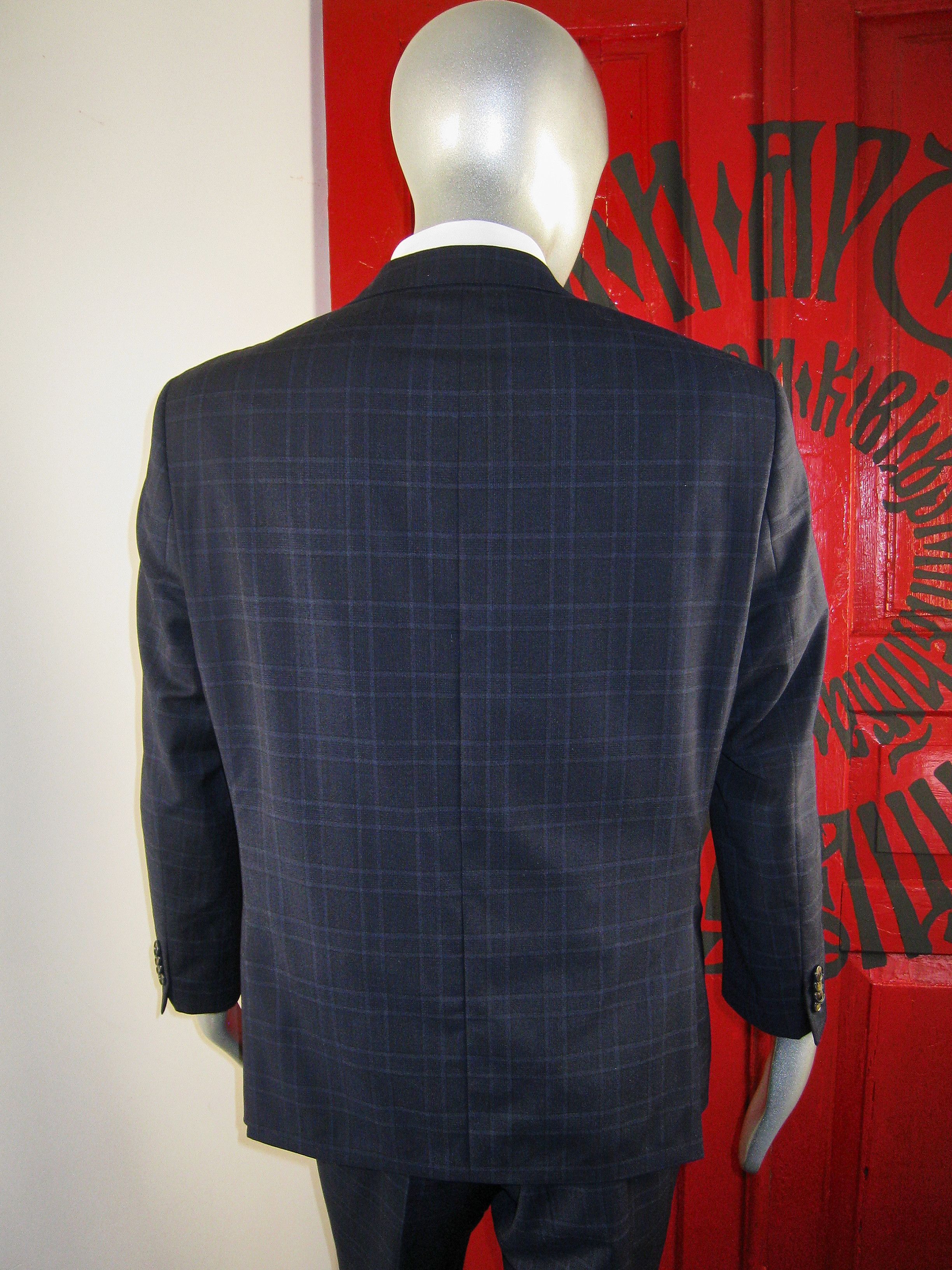 Baumler Baumler men's luxury navy check suit Size 42R - 5 Thumbnail