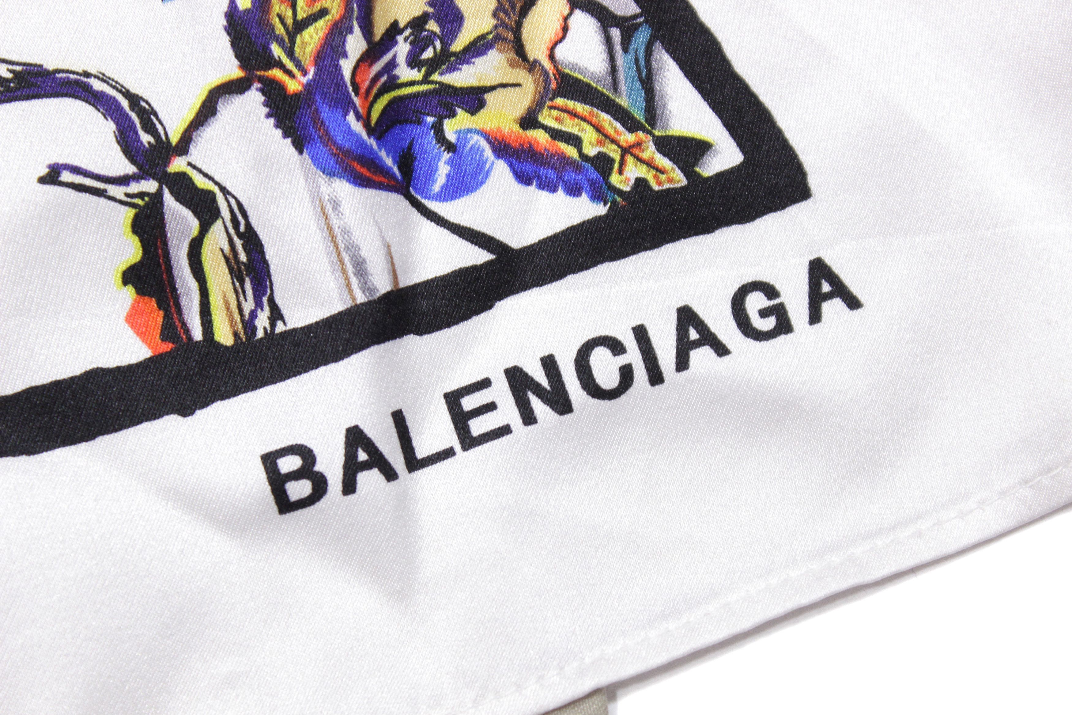 Balenciaga Birds Printed Silk Scarf Size ONE SIZE - 4 Thumbnail