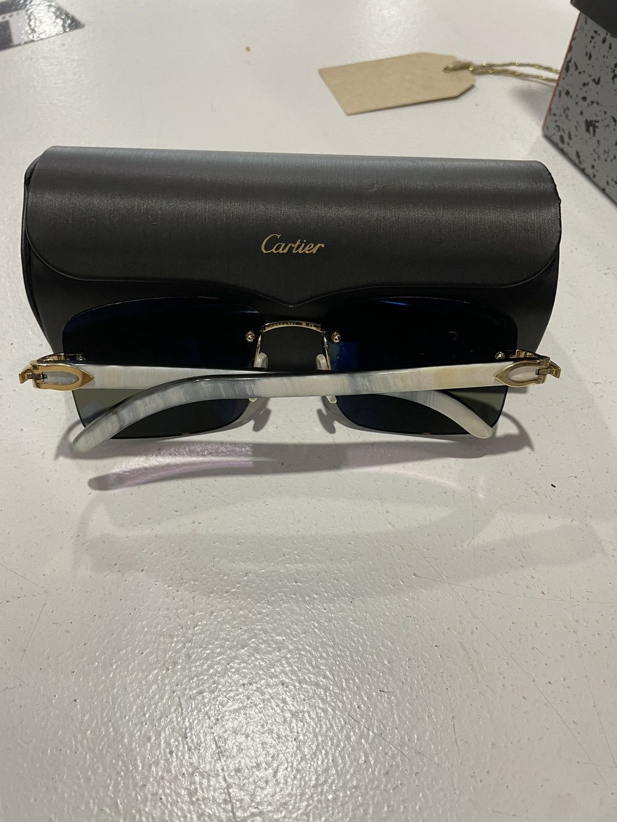 Cartier Genuine White Buffalo Horn Rimless Sunglass