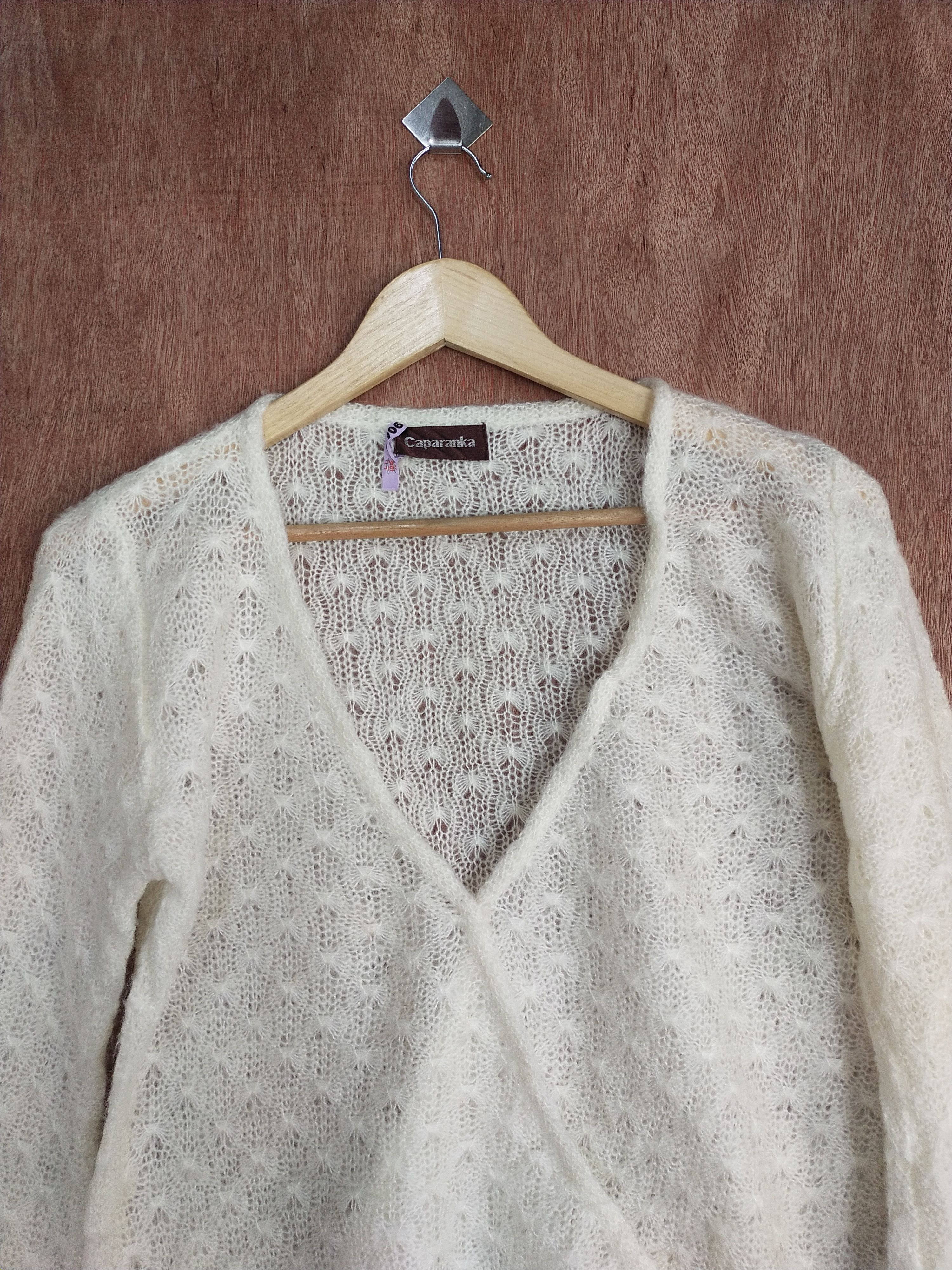 Vintage Japan Caparanka cream crochet knitwear cardigan #H183 Size M / US 6-8 / IT 42-44 - 2 Thumbnail