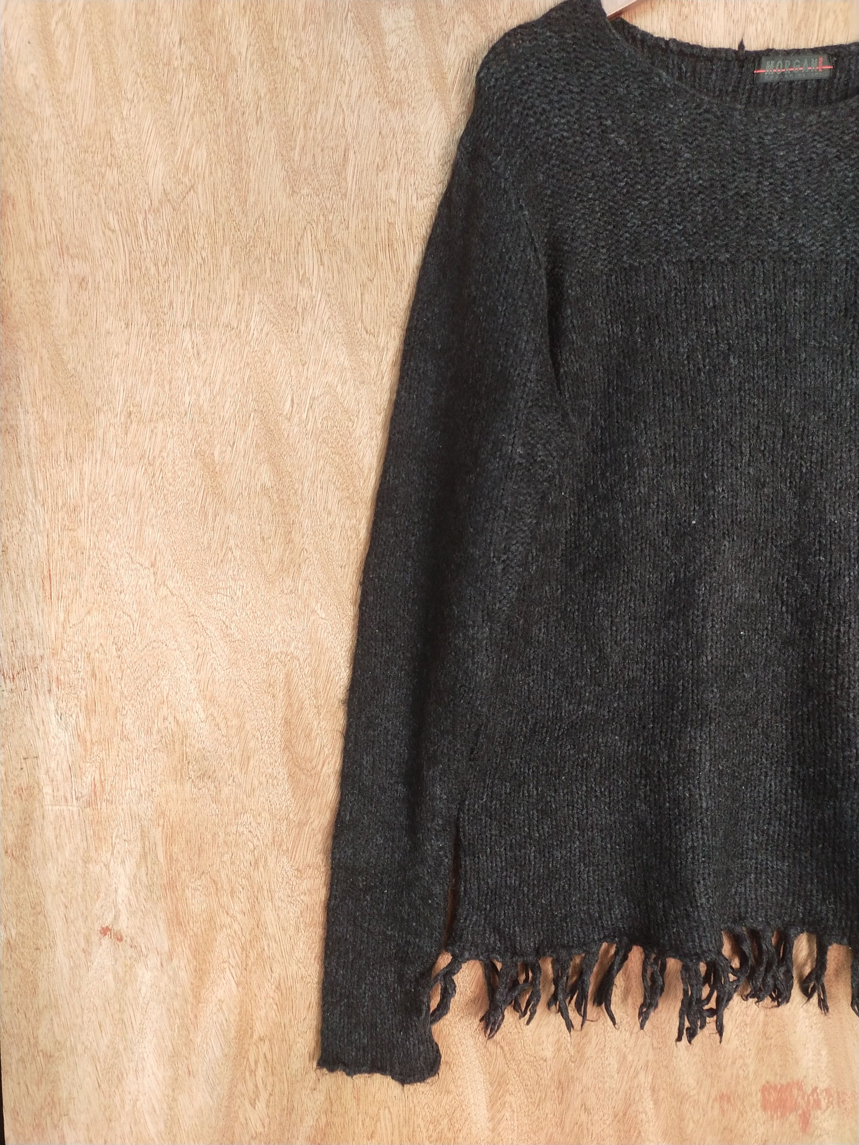 Japanese Brand Morgan Homme black distressed knitwear #H264 Size US M / EU 48-50 / 2 - 4 Thumbnail