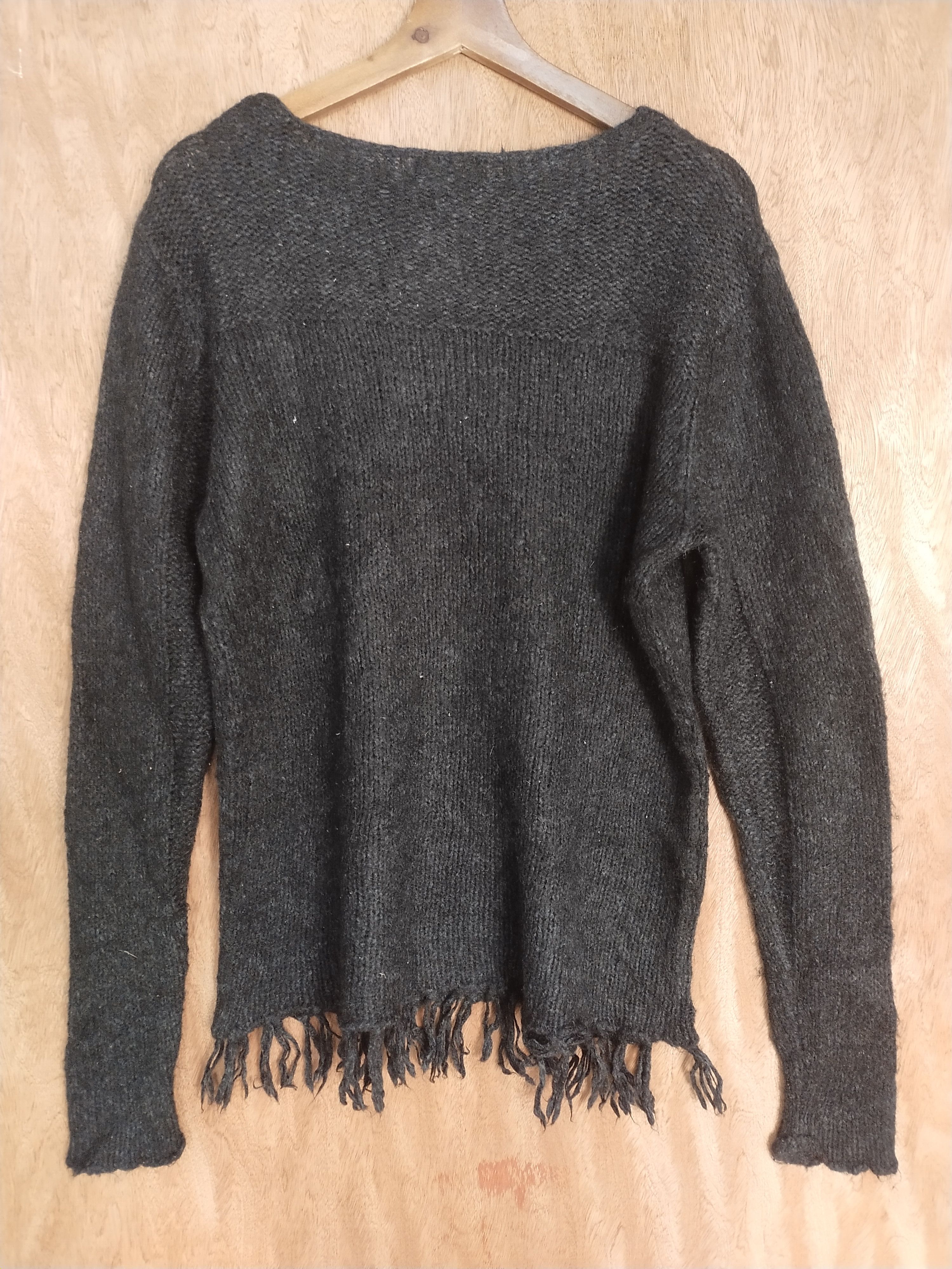 Japanese Brand Morgan Homme black distressed knitwear #H264 Size US M / EU 48-50 / 2 - 8 Thumbnail