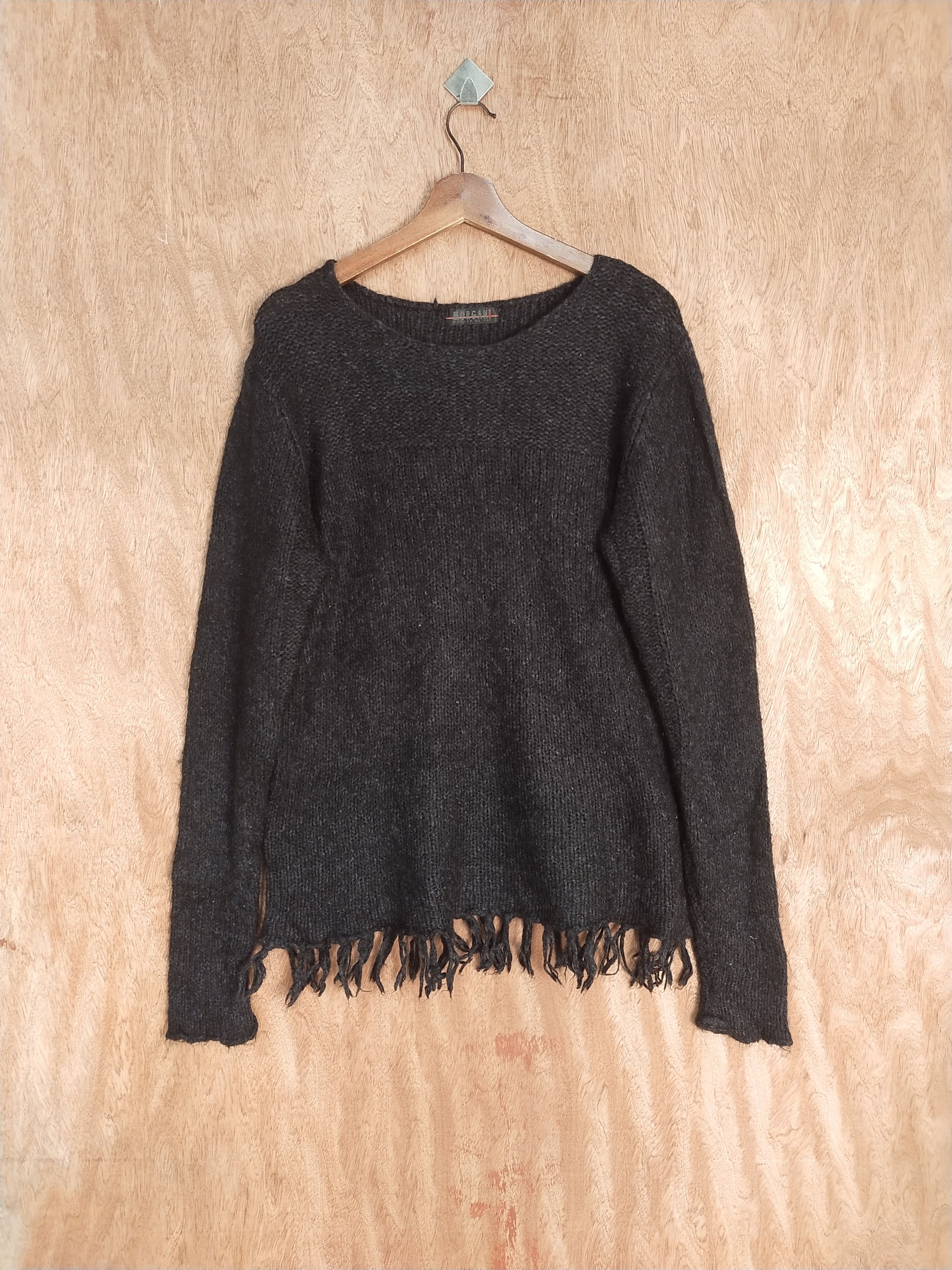 Japanese Brand Morgan Homme black distressed knitwear #H264 Size US M / EU 48-50 / 2 - 1 Thumbnail