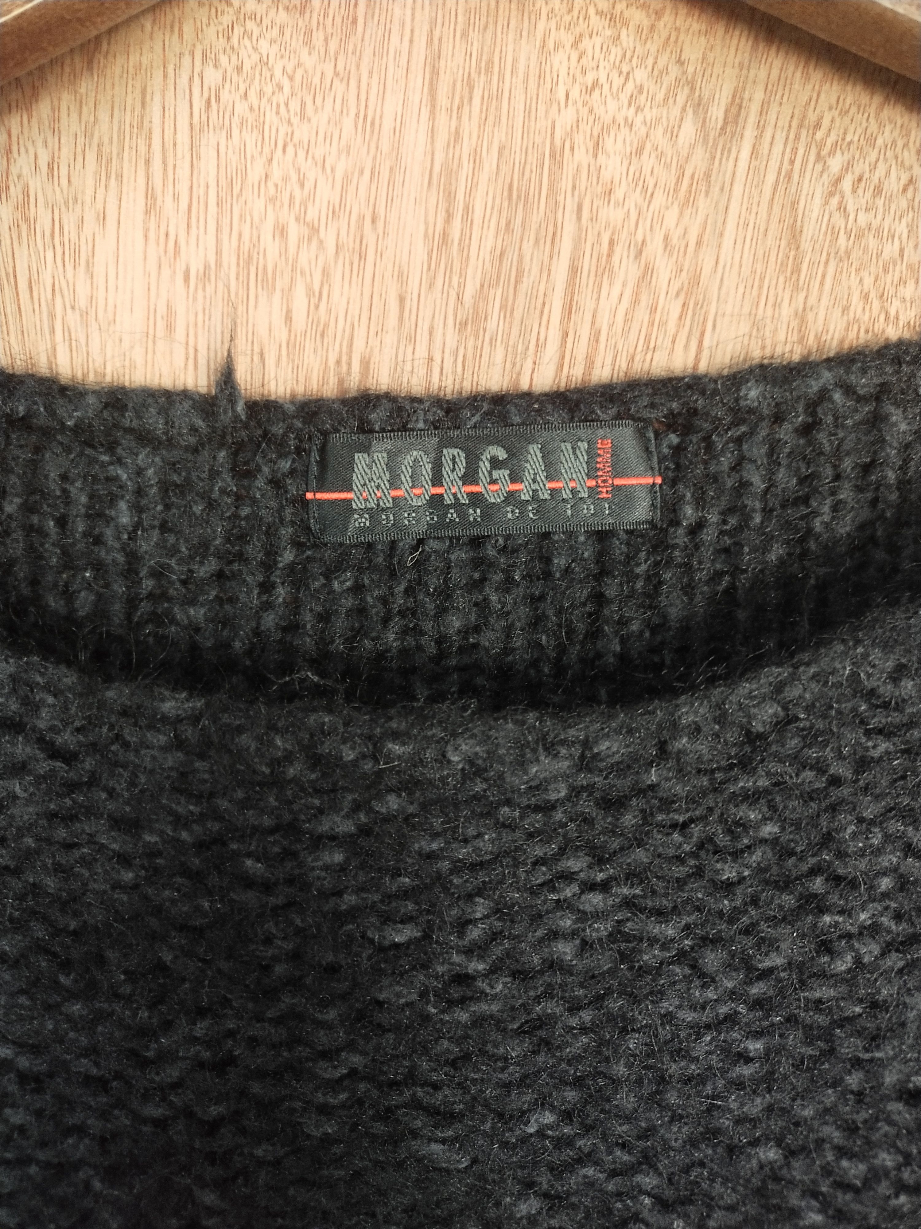 Japanese Brand Morgan Homme black distressed knitwear #H264 Size US M / EU 48-50 / 2 - 6 Thumbnail