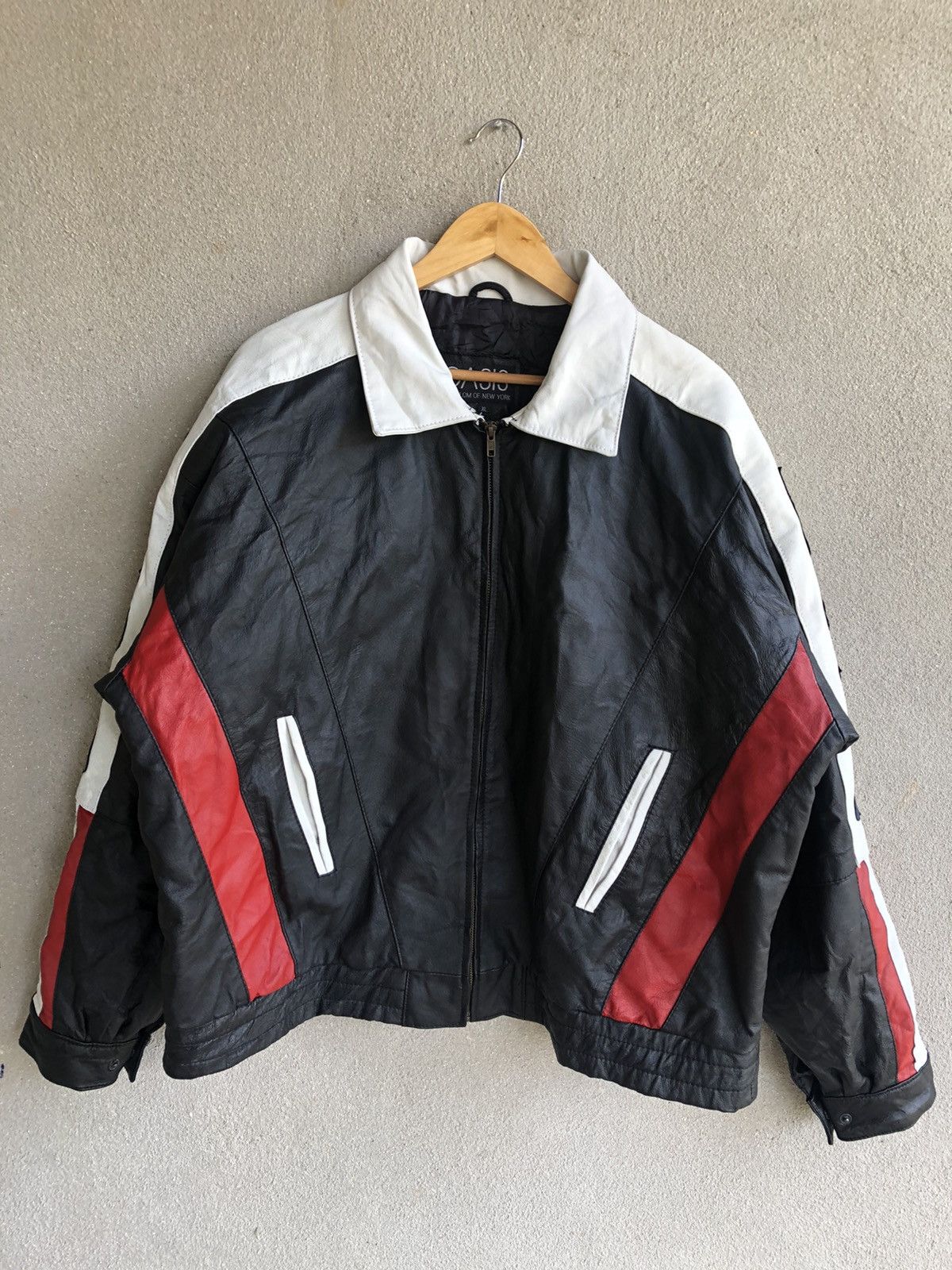 Vintage Vintage Flag USA leather jacket Size US XL / EU 56 / 4 - 4 Thumbnail