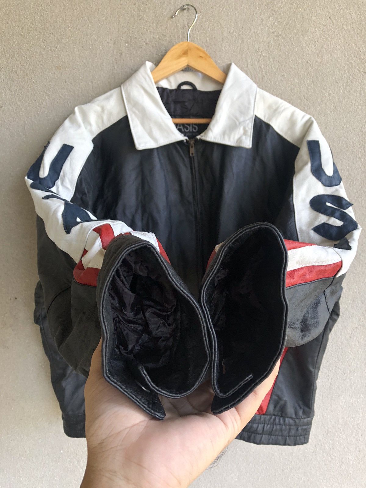Vintage Vintage Flag USA leather jacket Size US XL / EU 56 / 4 - 5 Thumbnail