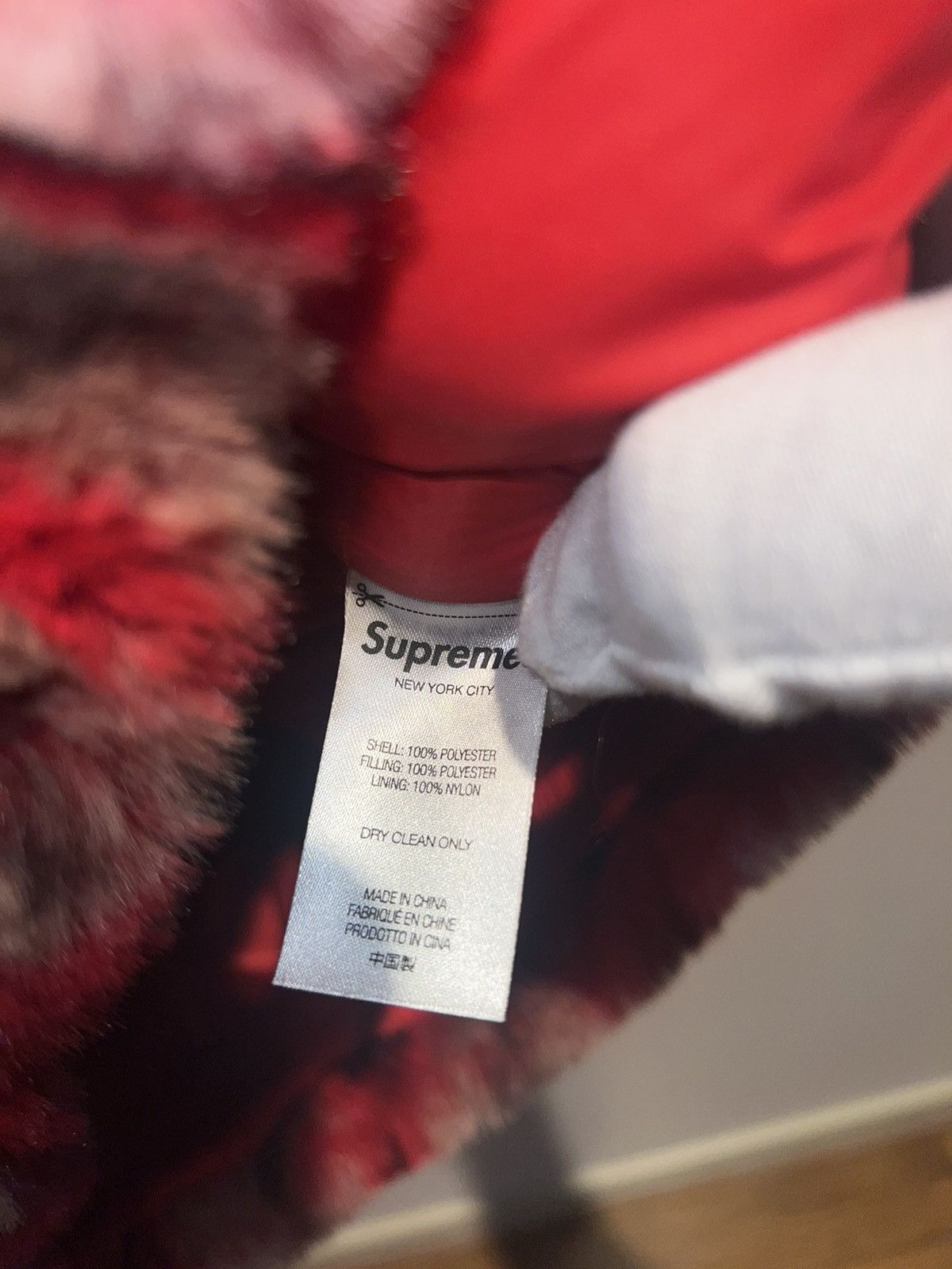 Supreme Faux Fur Hooded Vest Red