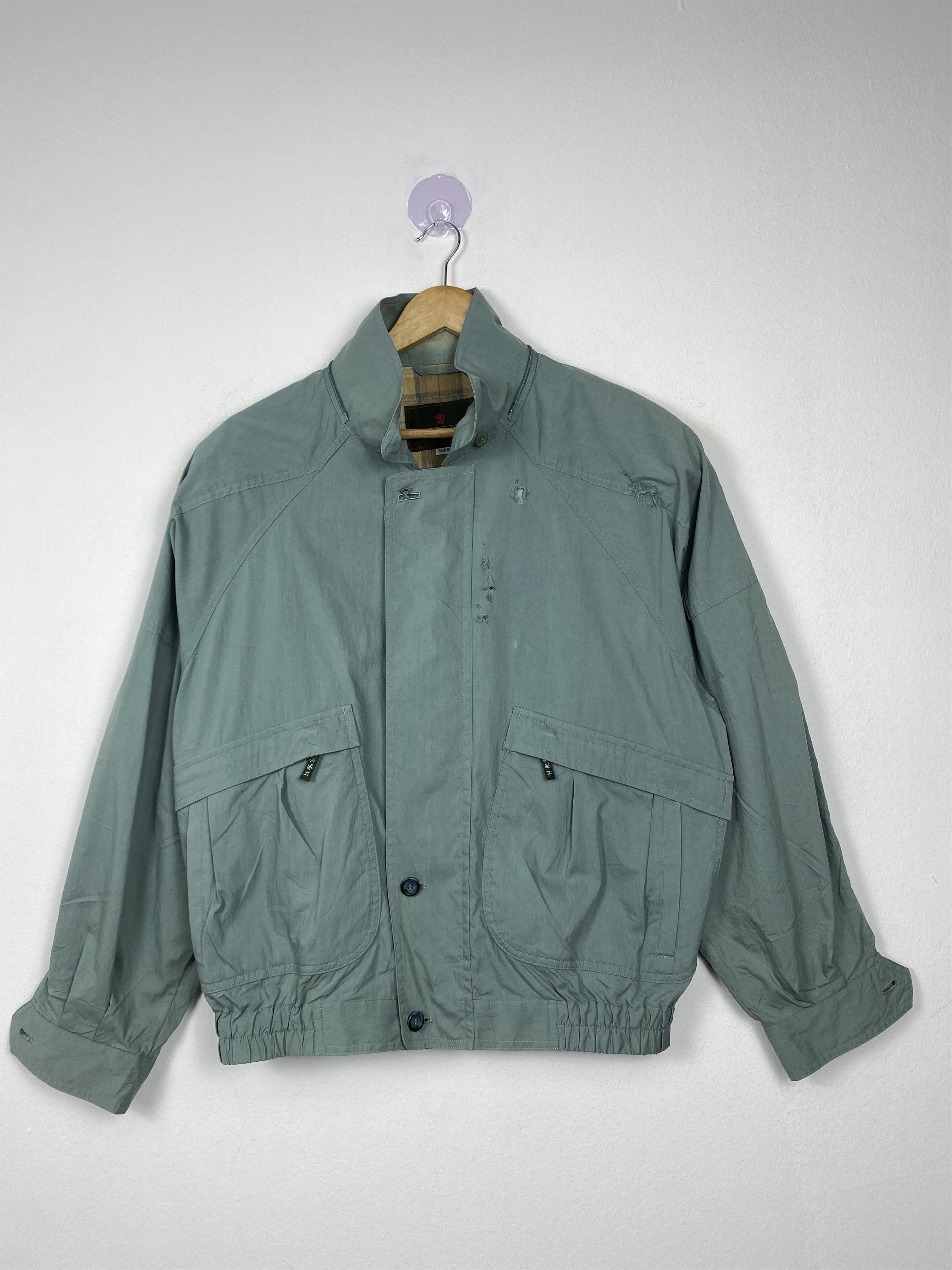 image of Vintage The Scoth House Flannel Lining Zip Up Jacket in Light Green, Men's (Size Small)