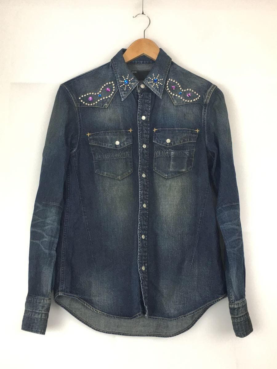 image of Number N Ine Studded Denim Buttonup in Blue, Men's (Size Medium)