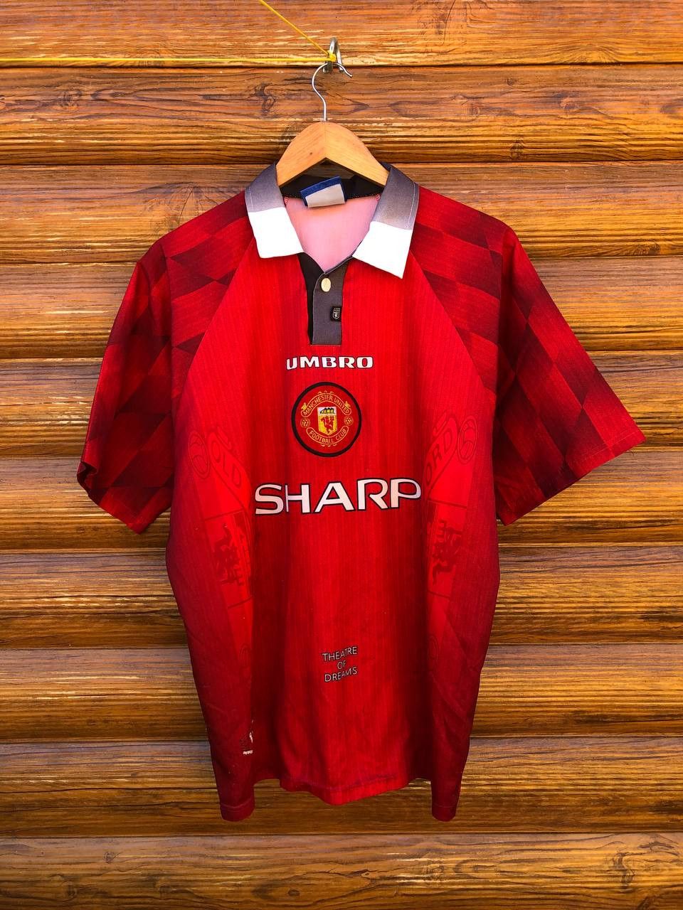 image of Vintage 90’S Manchester United Umbro Football Jersey in Red, Men's (Size Large)