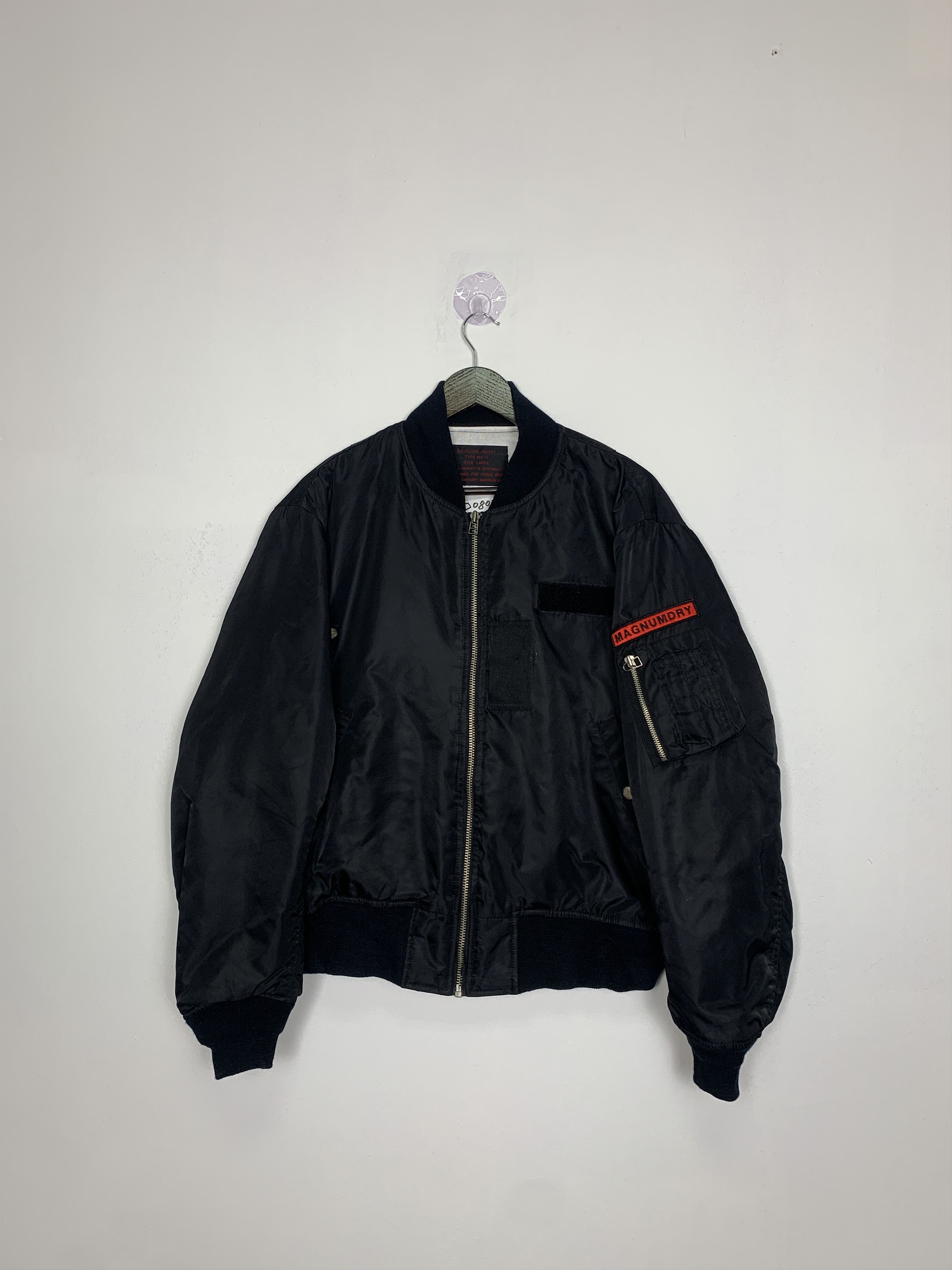 image of Bomber Jacket x Ma 1 Vintage Magnum Dry Type Ma-1 Bombers Jacket in Black, Men's (Size Small)