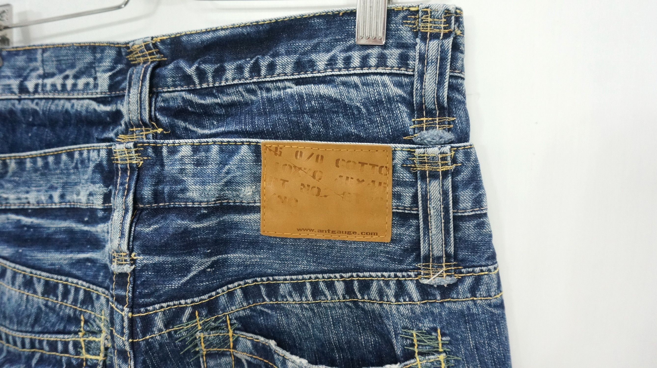 Japanese Brand Vintage Flared! ANTGAUGE Japan Double waist Blue Jeans Size US 29 - 11 Thumbnail