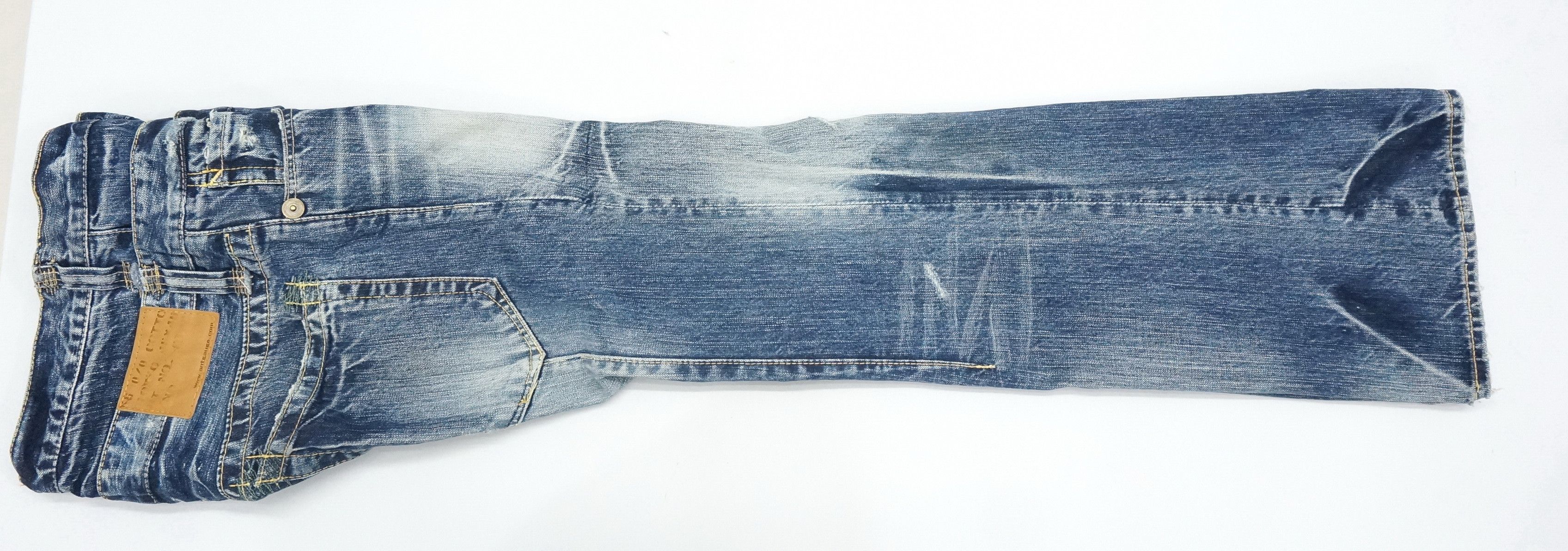 Japanese Brand Vintage Flared! ANTGAUGE Japan Double waist Blue Jeans Size US 29 - 12 Thumbnail