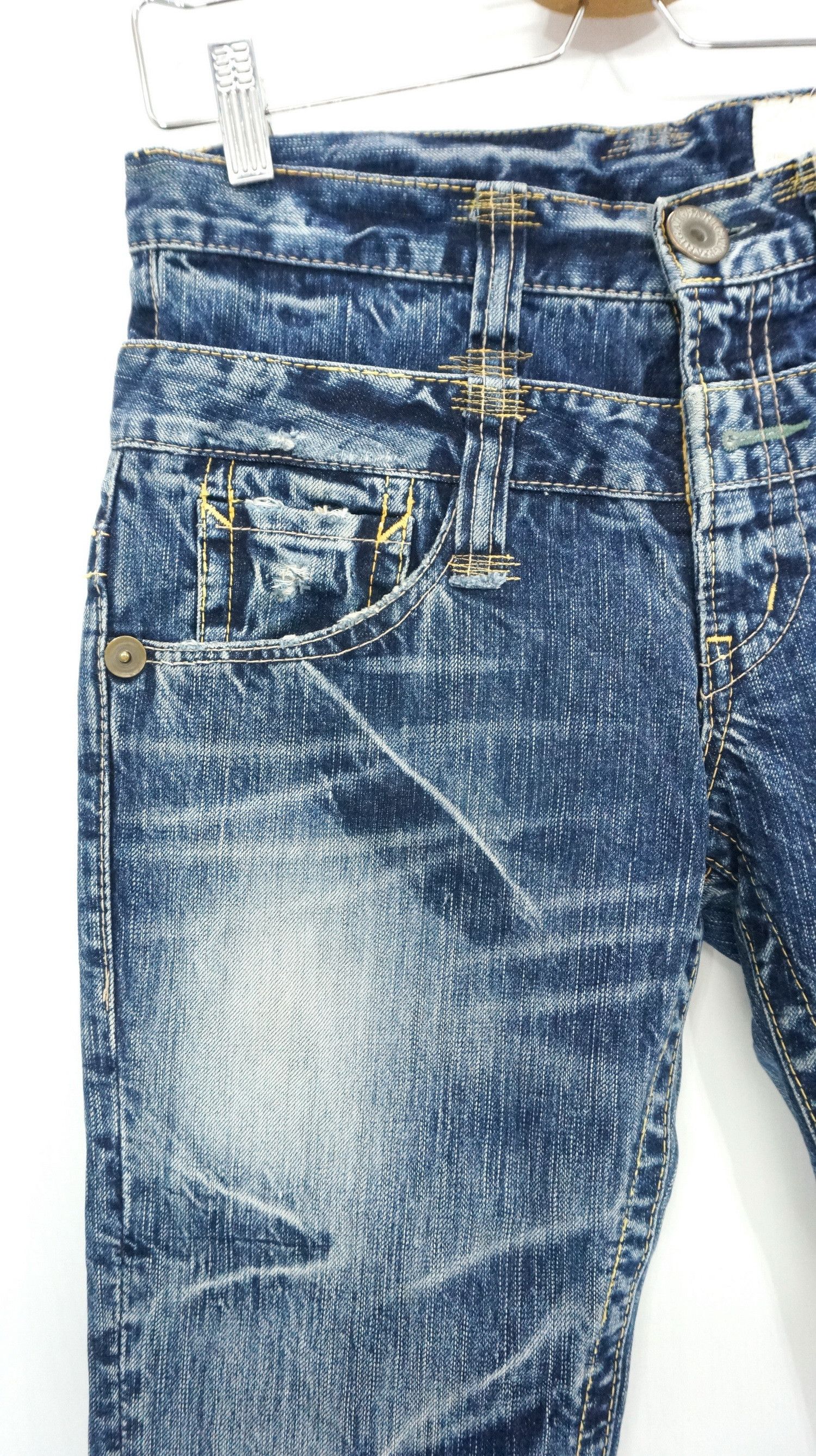 Japanese Brand Vintage Flared! ANTGAUGE Japan Double waist Blue Jeans Size US 29 - 5 Thumbnail