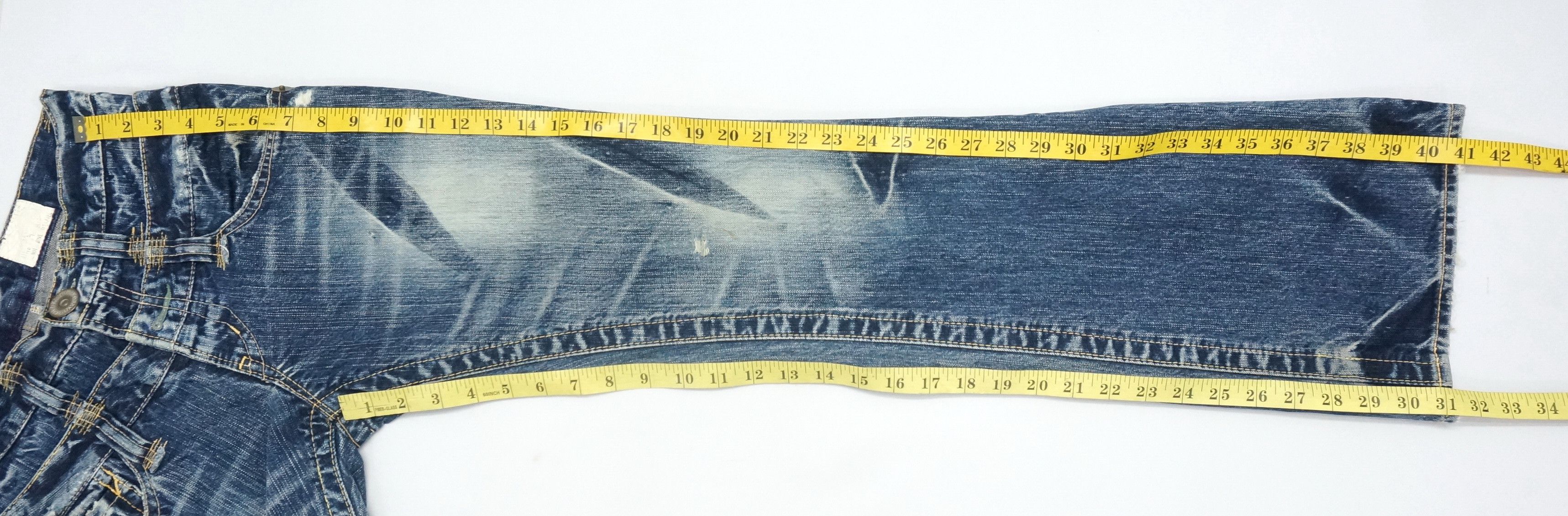 Japanese Brand Vintage Flared! ANTGAUGE Japan Double waist Blue Jeans Size US 29 - 15 Thumbnail