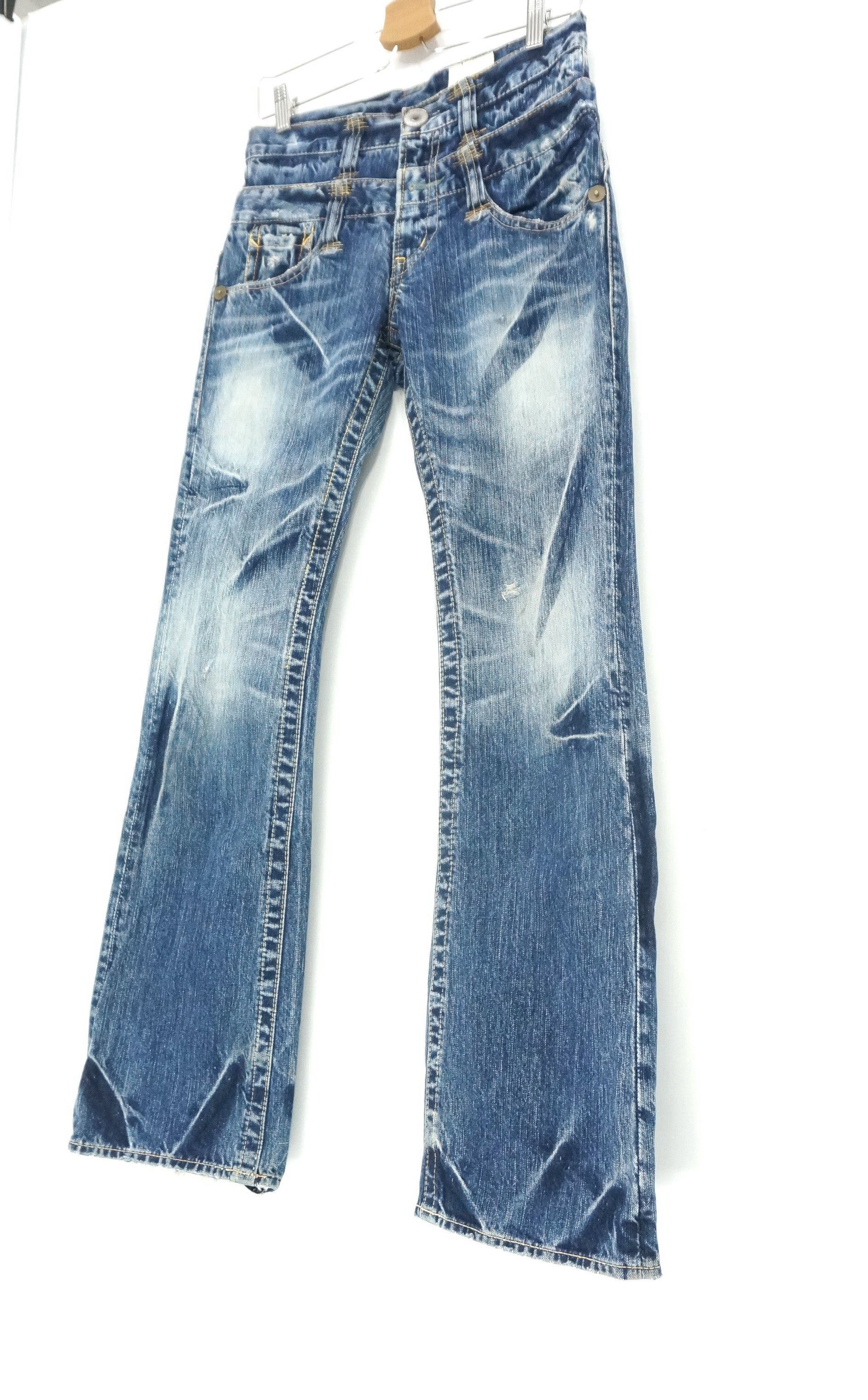 Japanese Brand Vintage Flared! ANTGAUGE Japan Double waist Blue Jeans Size US 29 - 4 Thumbnail