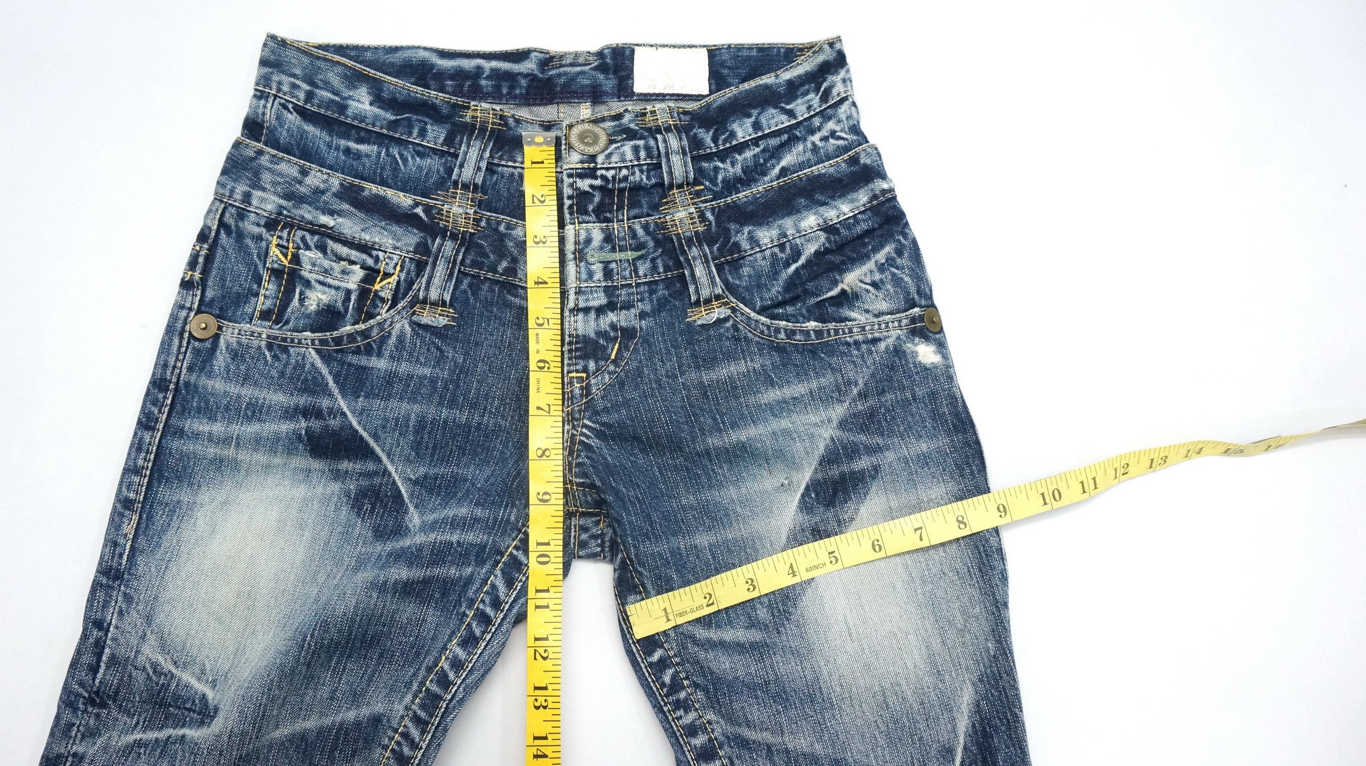 Japanese Brand Vintage Flared! ANTGAUGE Japan Double waist Blue Jeans Size US 29 - 14 Thumbnail