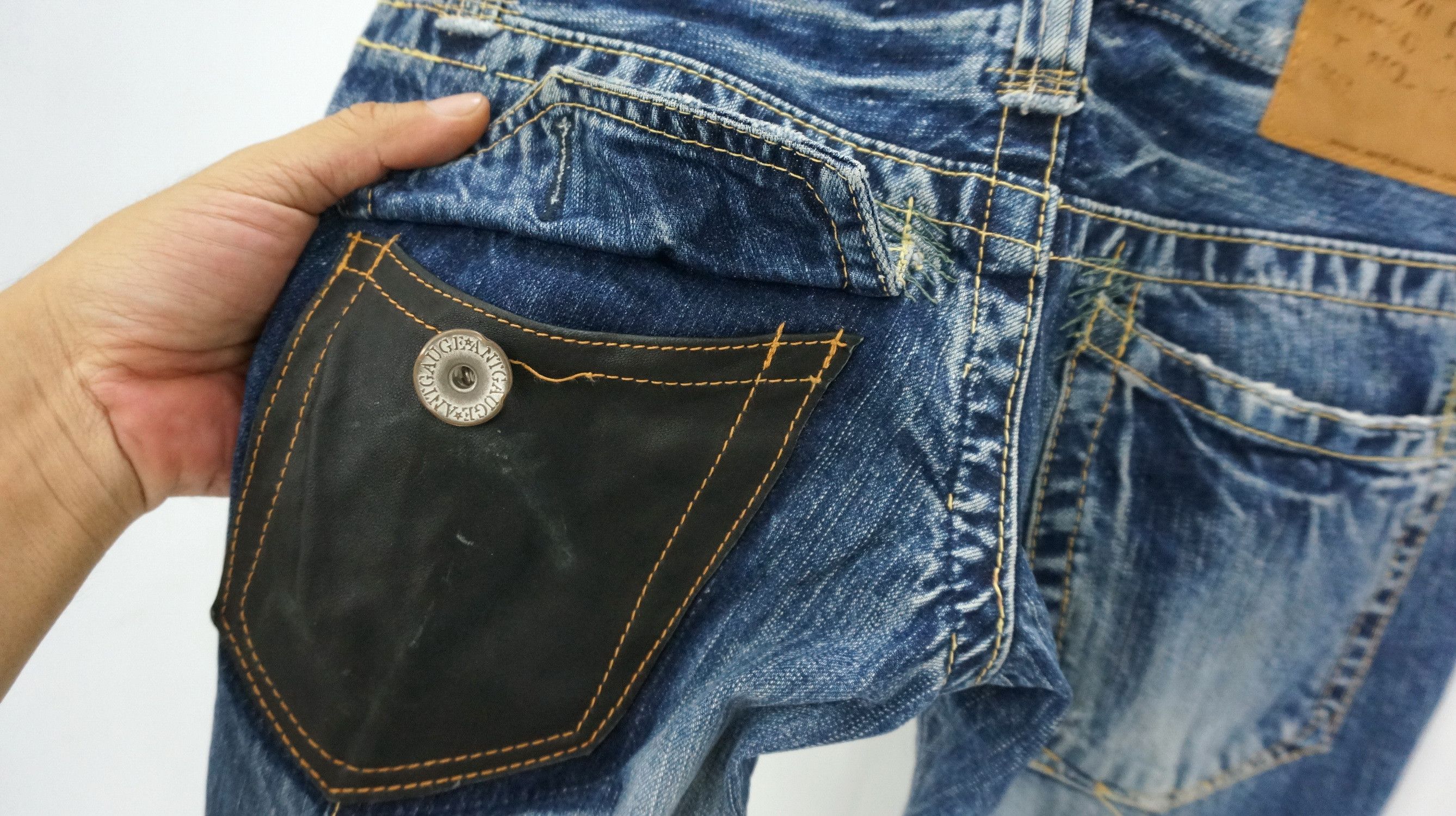 Japanese Brand Vintage Flared! ANTGAUGE Japan Double waist Blue Jeans Size US 29 - 23 Thumbnail