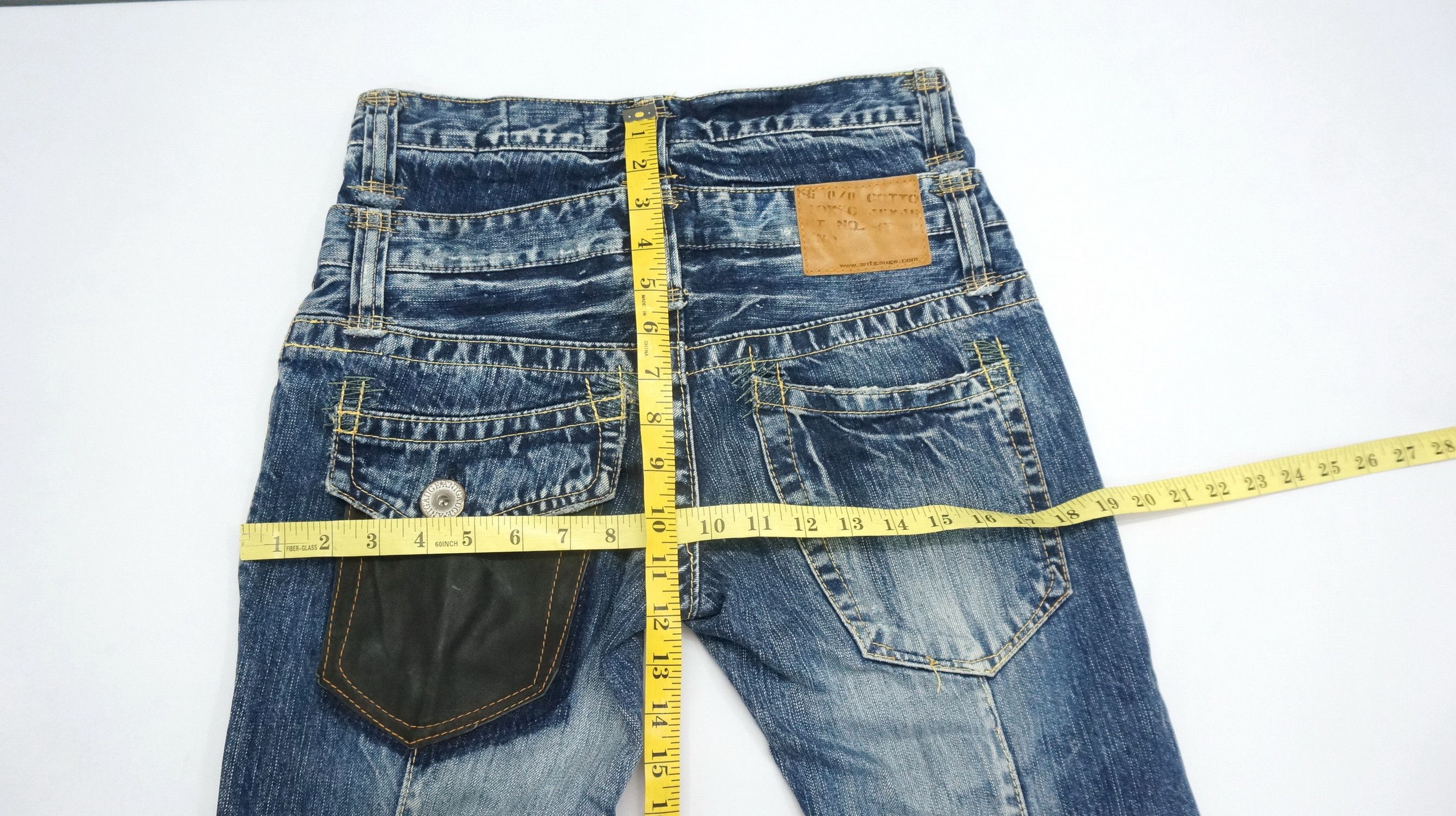 Japanese Brand Vintage Flared! ANTGAUGE Japan Double waist Blue Jeans Size US 29 - 16 Thumbnail