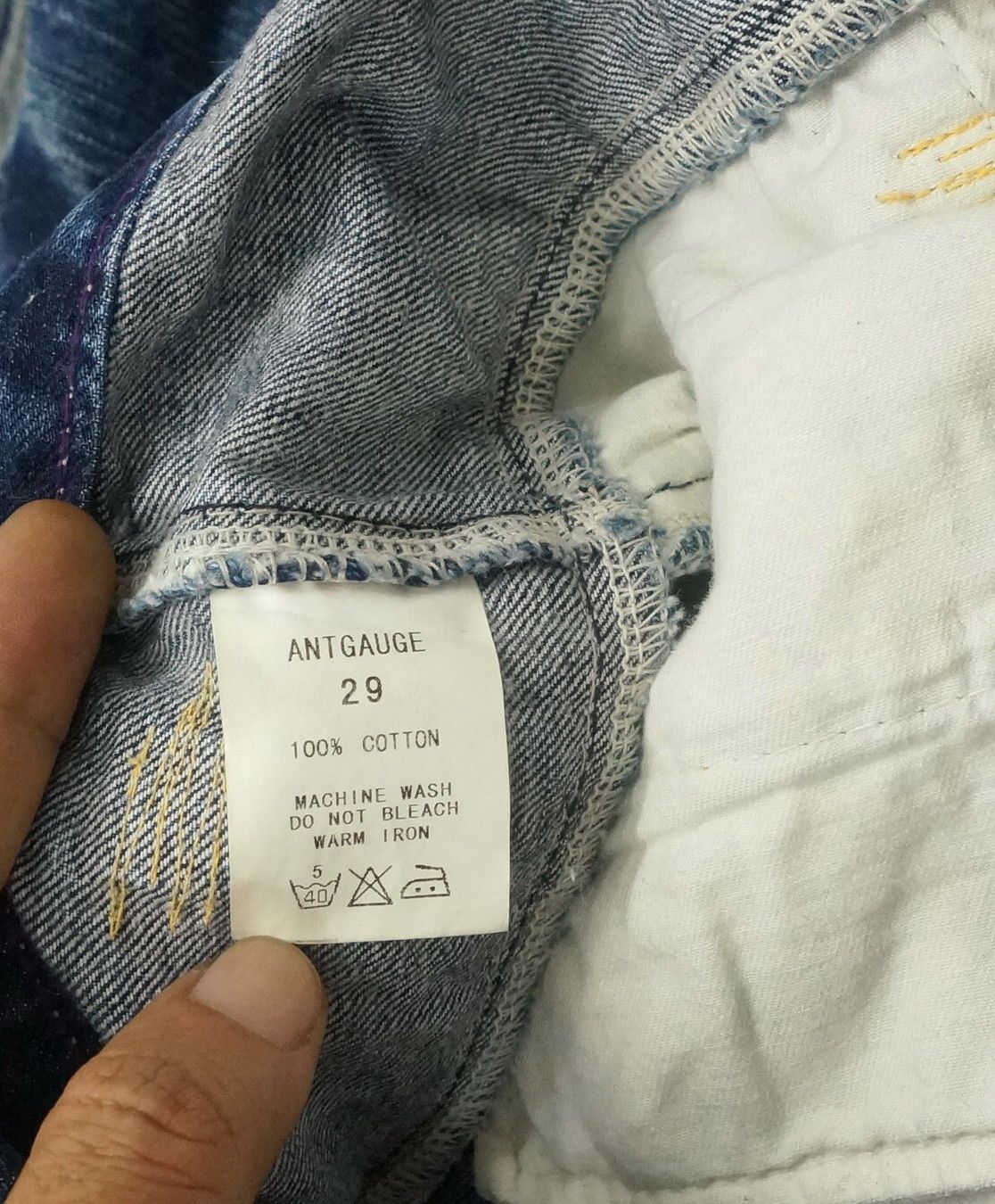 Japanese Brand Vintage Flared! ANTGAUGE Japan Double waist Blue Jeans Size US 29 - 19 Thumbnail