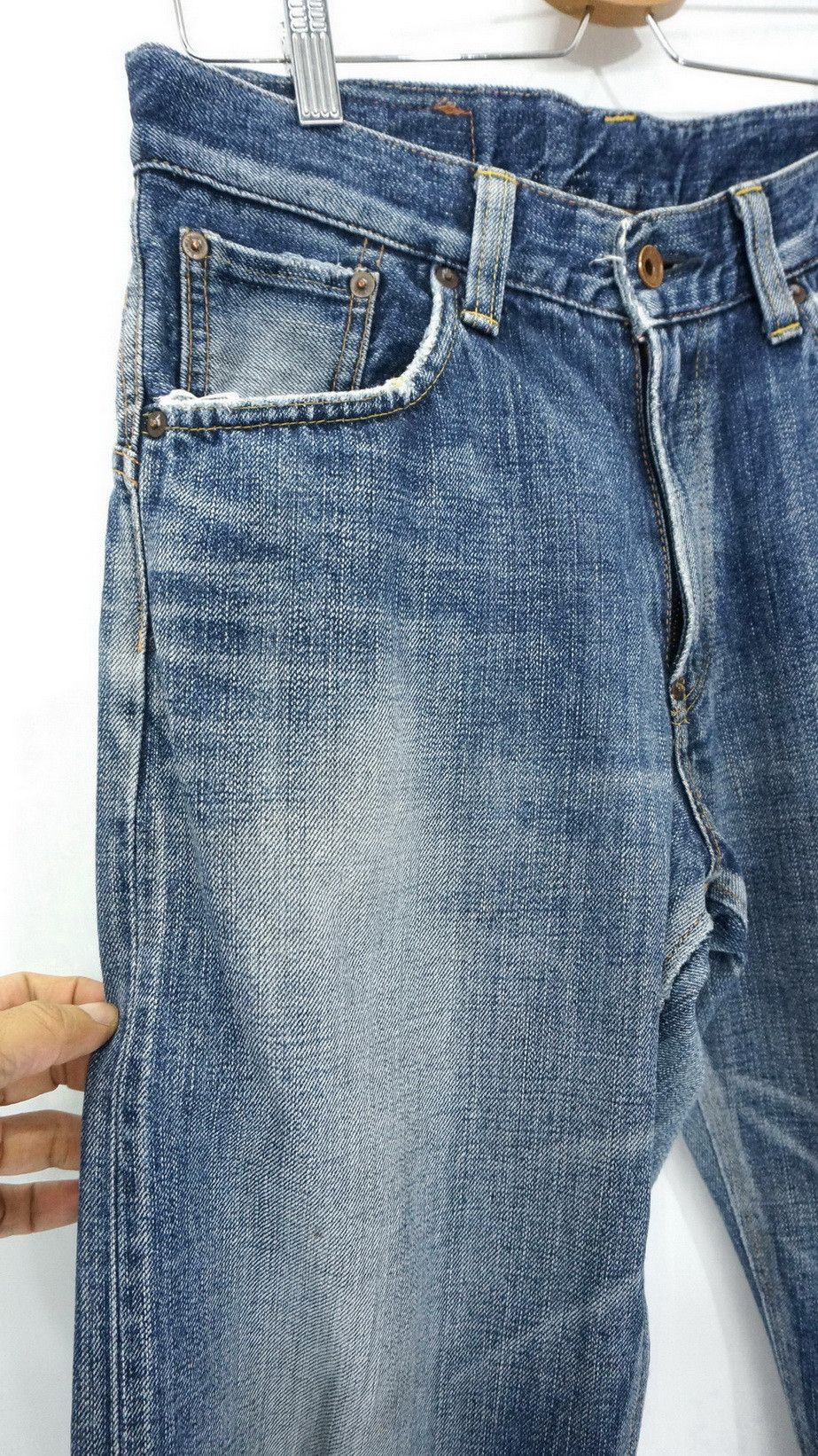 Edwin 🔥 EDWIN 14oz Half Selvedge Japan Vintage Ripped Jeans Size US 29 - 4 Thumbnail
