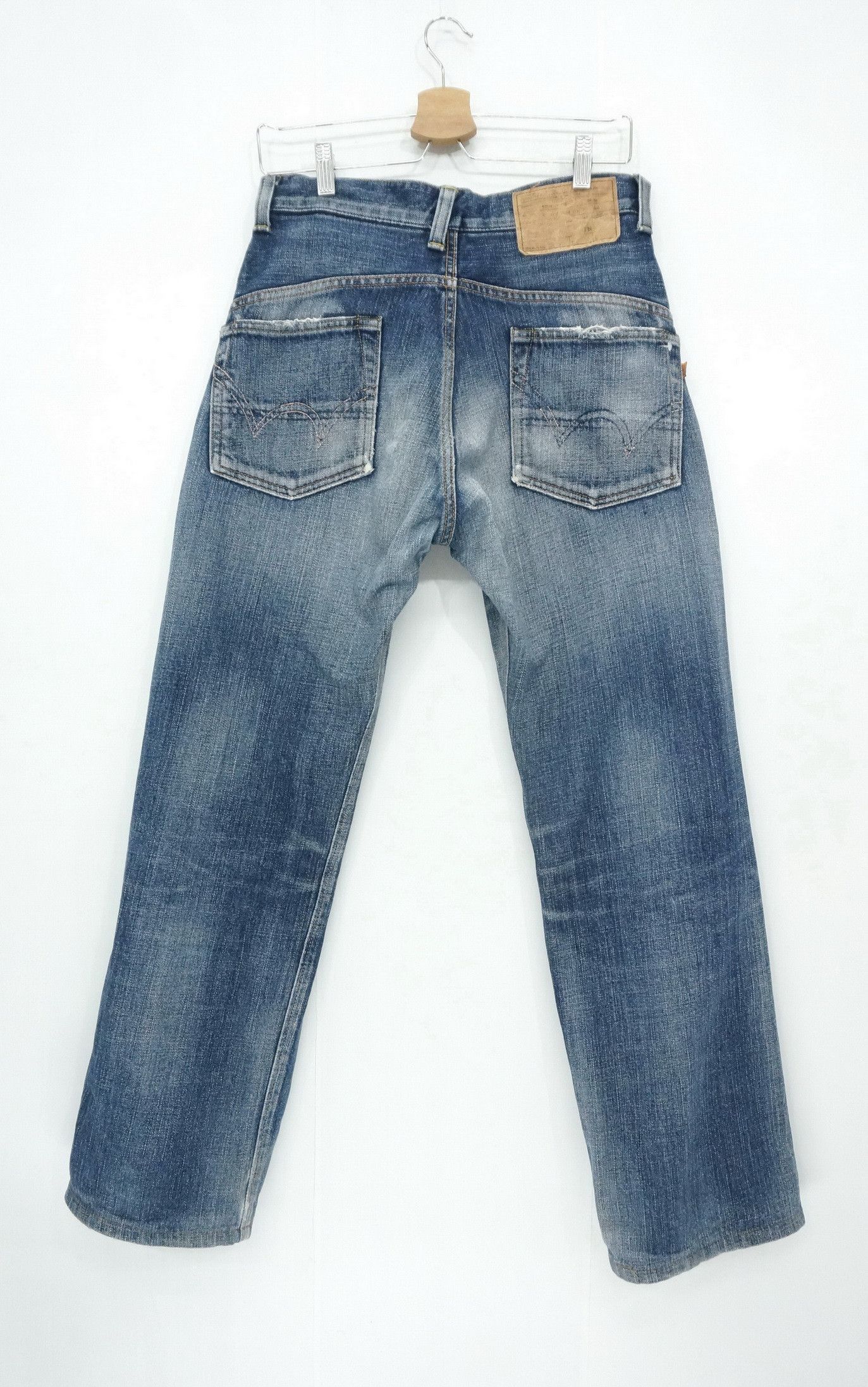 Edwin 🔥 EDWIN 14oz Half Selvedge Japan Vintage Ripped Jeans Size US 29 - 2 Thumbnail