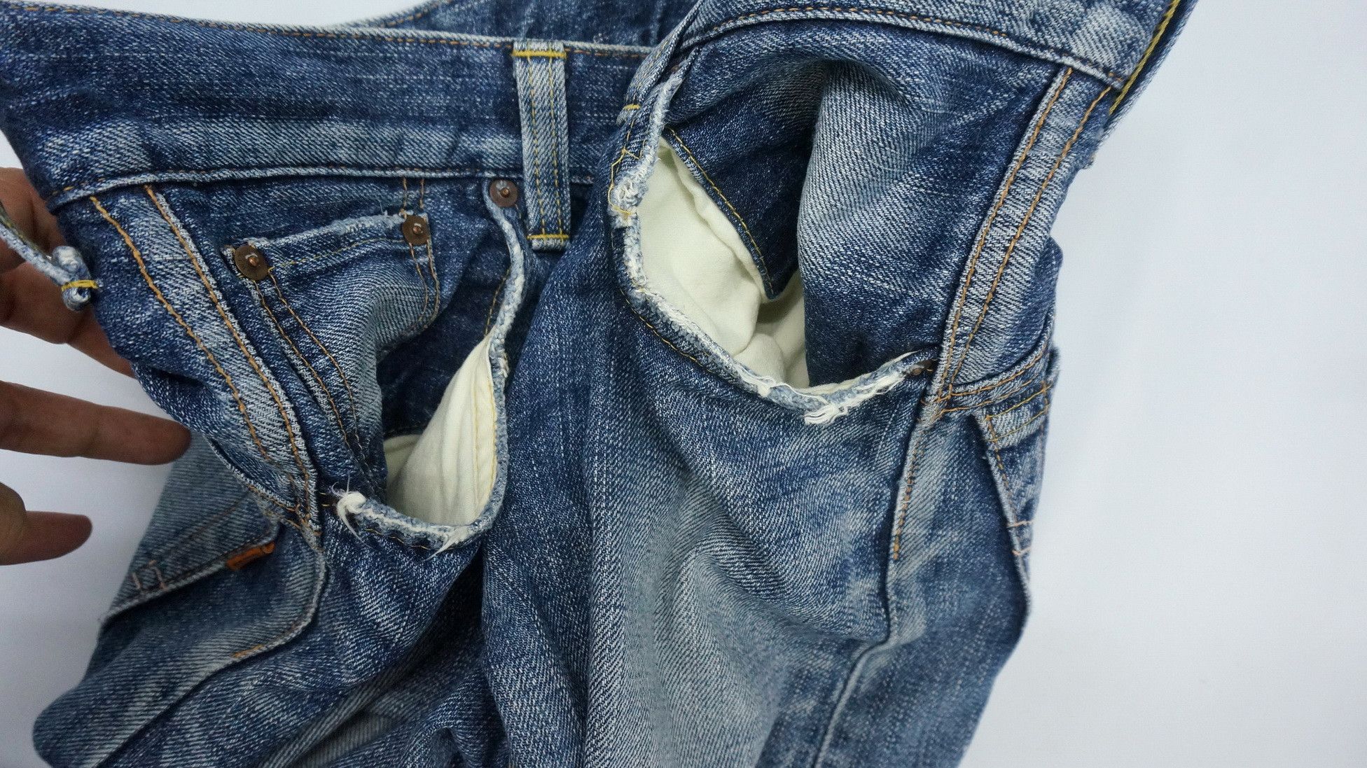 Edwin 🔥 EDWIN 14oz Half Selvedge Japan Vintage Ripped Jeans Size US 29 - 20 Thumbnail