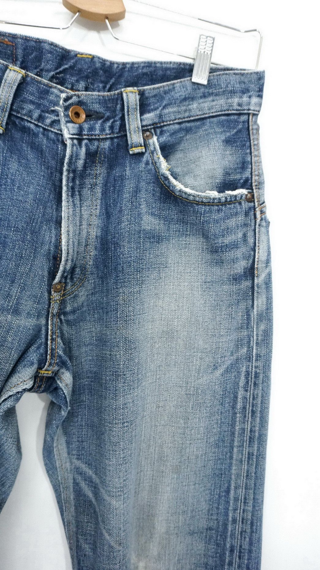 Edwin 🔥 EDWIN 14oz Half Selvedge Japan Vintage Ripped Jeans Size US 29 - 5 Thumbnail