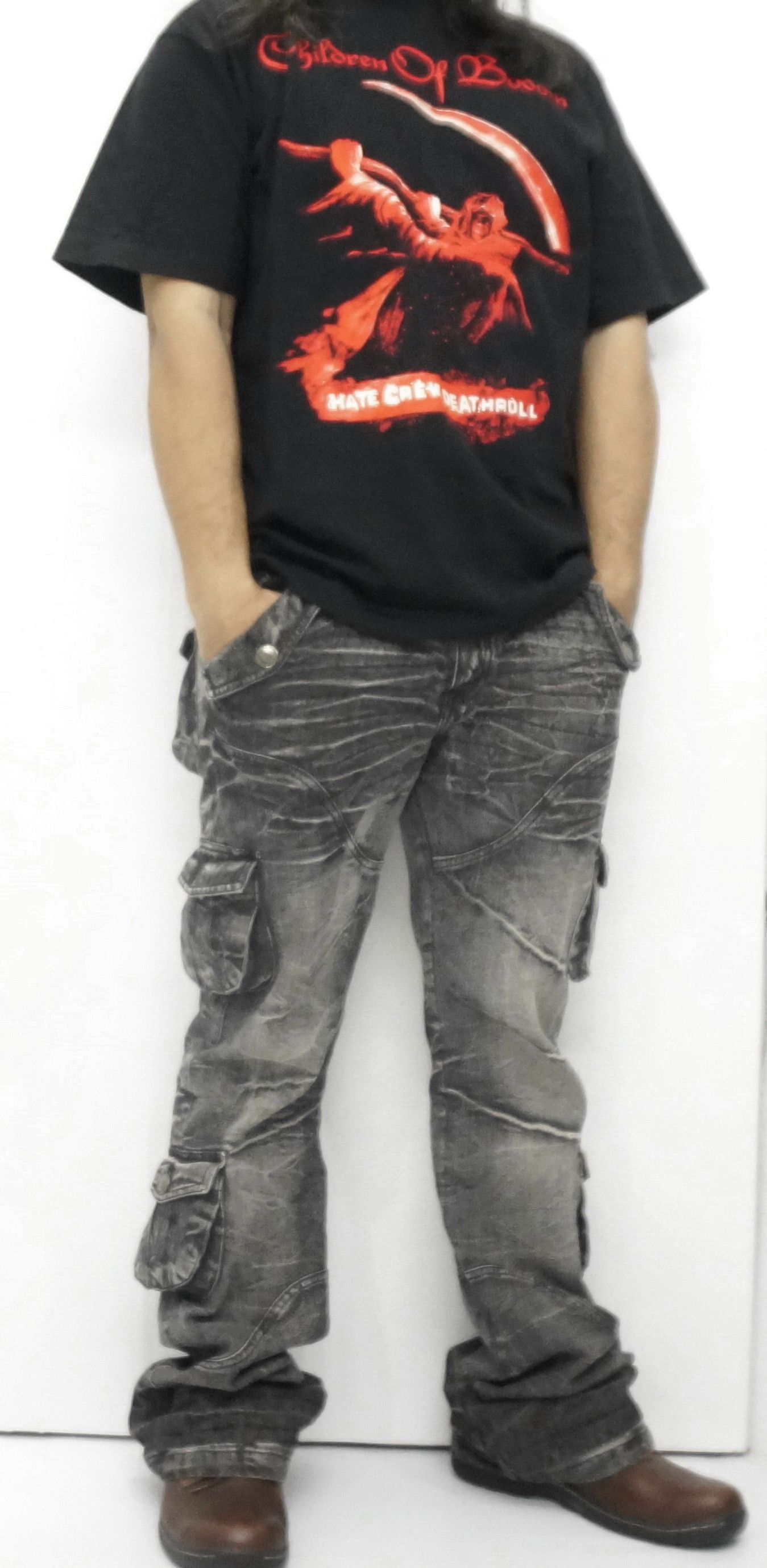 Japanese Brand 🔥LOWBOX🔥 Japan Distressed Lowrise Flared Leg Cargo Jeans Size US 35 - 6 Thumbnail