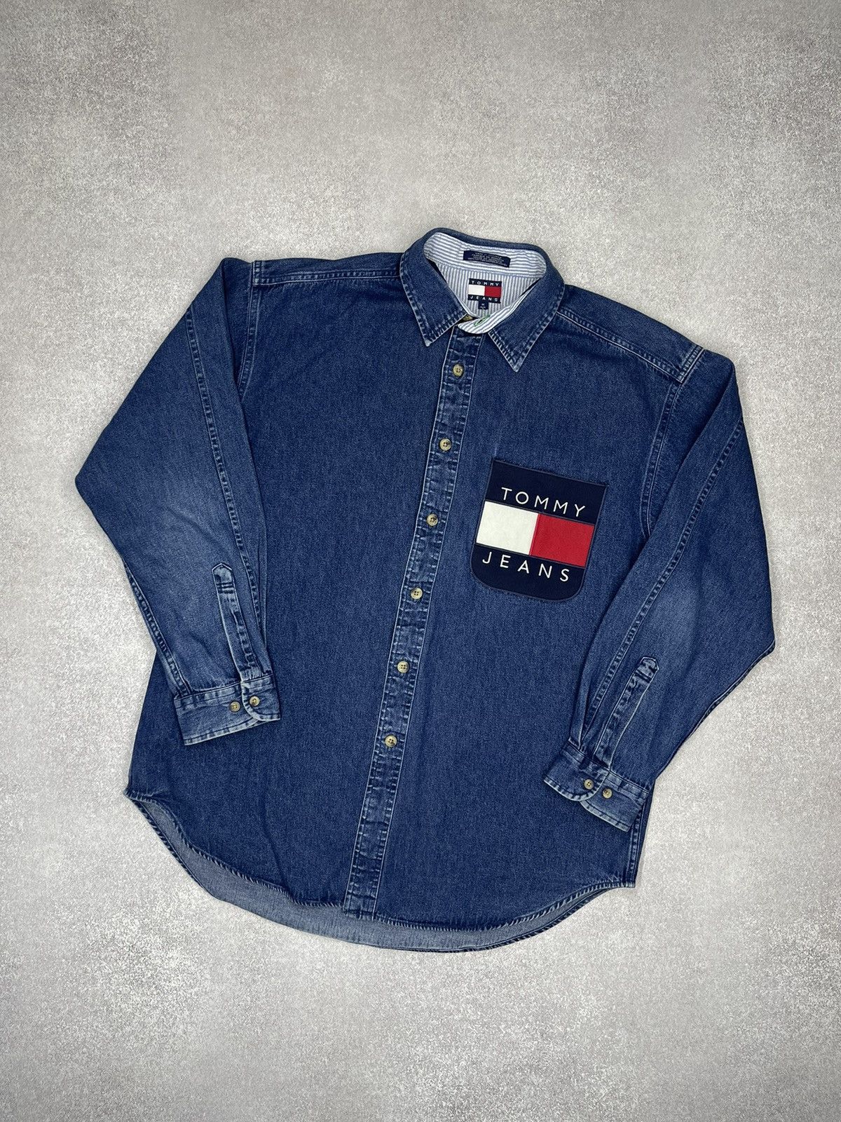 Vintage Jeans Shirt Tommy Hilfiger Big Logo Y2K