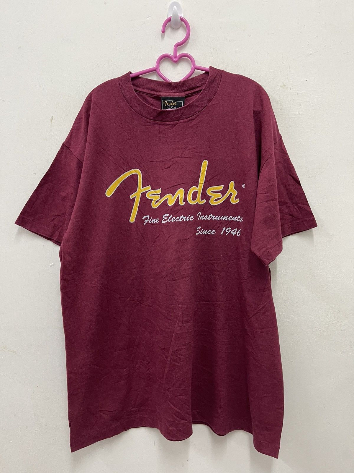 image of 90's Vintage Fender Tee in Dark Red, Men's (Size XL)