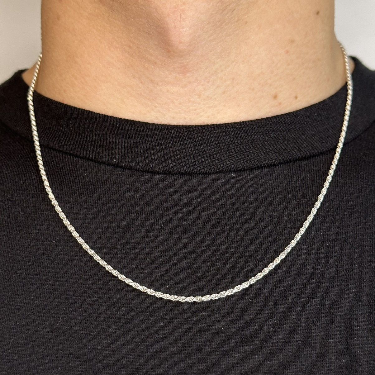 Jewelry Silver Chain Solid .925 Silver Rope Chain 2mm 20 Inches Size ONE SIZE - 1 Thumbnail
