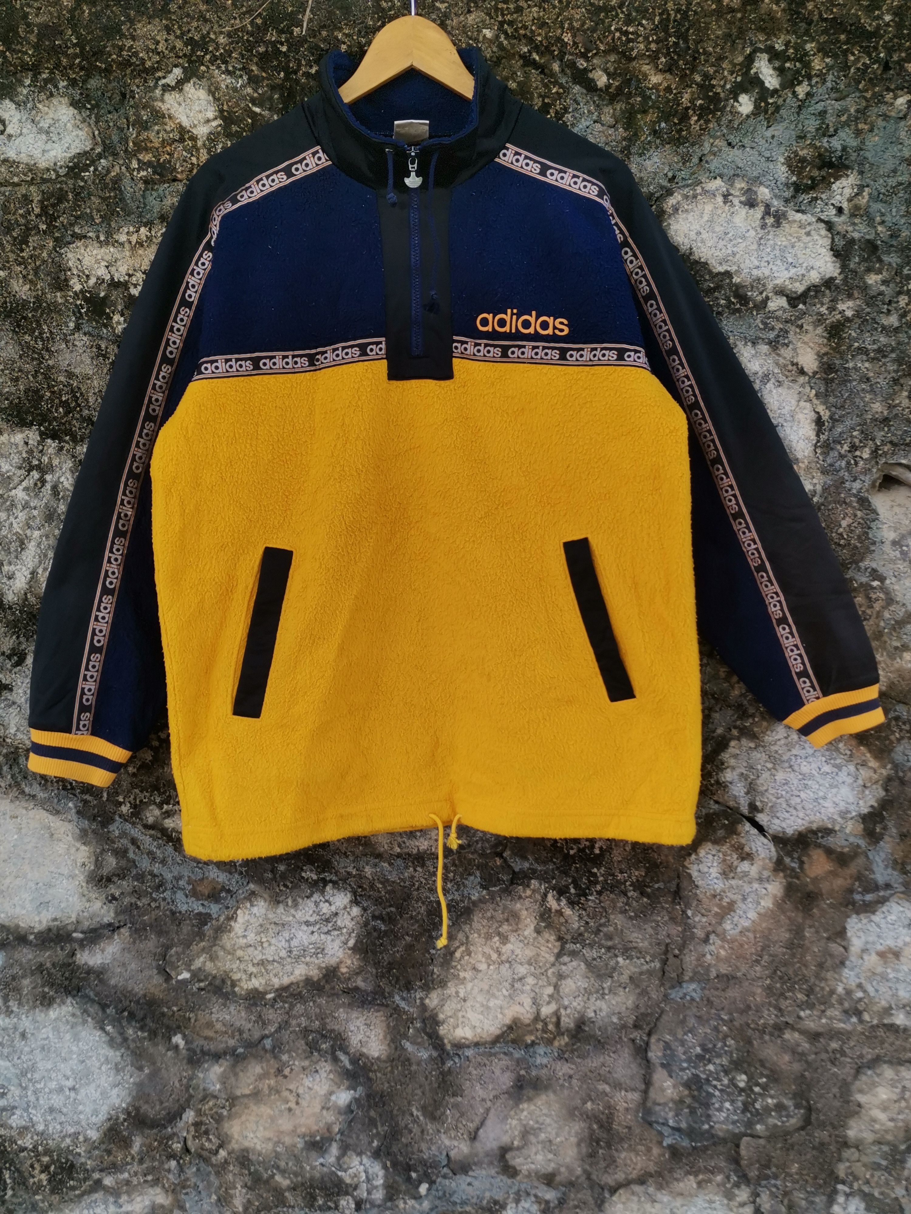 Adidas Vintage 90s Adidas Trefoil Fleece Sherpa Sweater Jacket Size US L / EU 52-54 / 3 - 1 Thumbnail