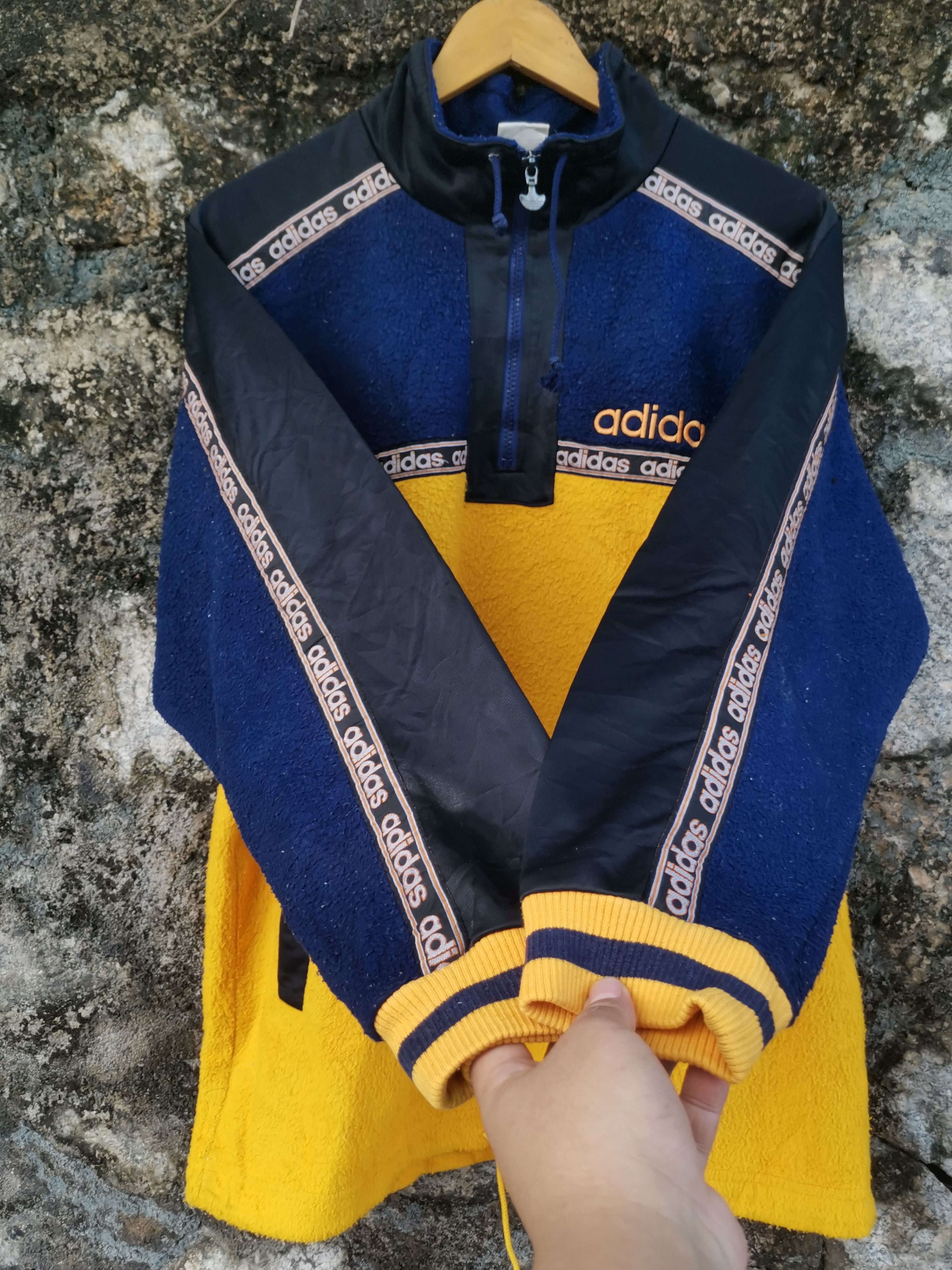 Adidas Vintage 90s Adidas Trefoil Fleece Sherpa Sweater Jacket Size US L / EU 52-54 / 3 - 3 Thumbnail
