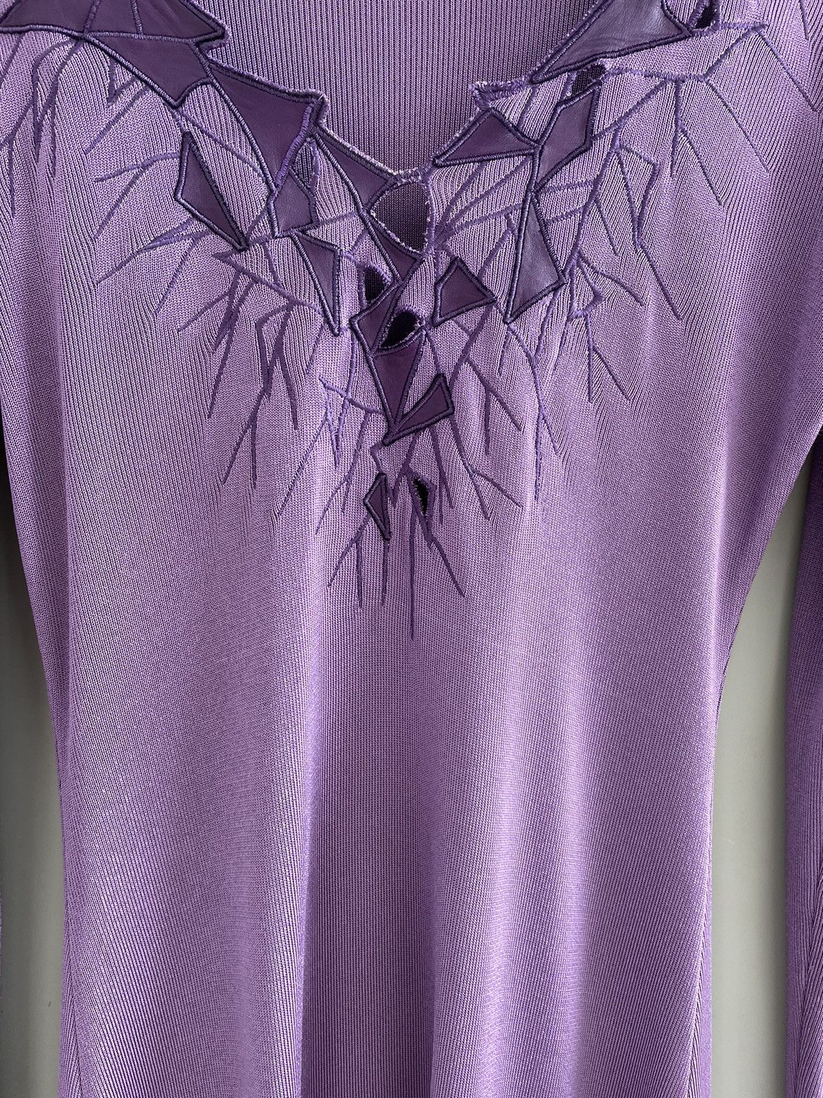 Thierry Mugler Thierry Mugler Purple Dress with Embroidery Size L / US 10 / IT 46 - 4 Thumbnail