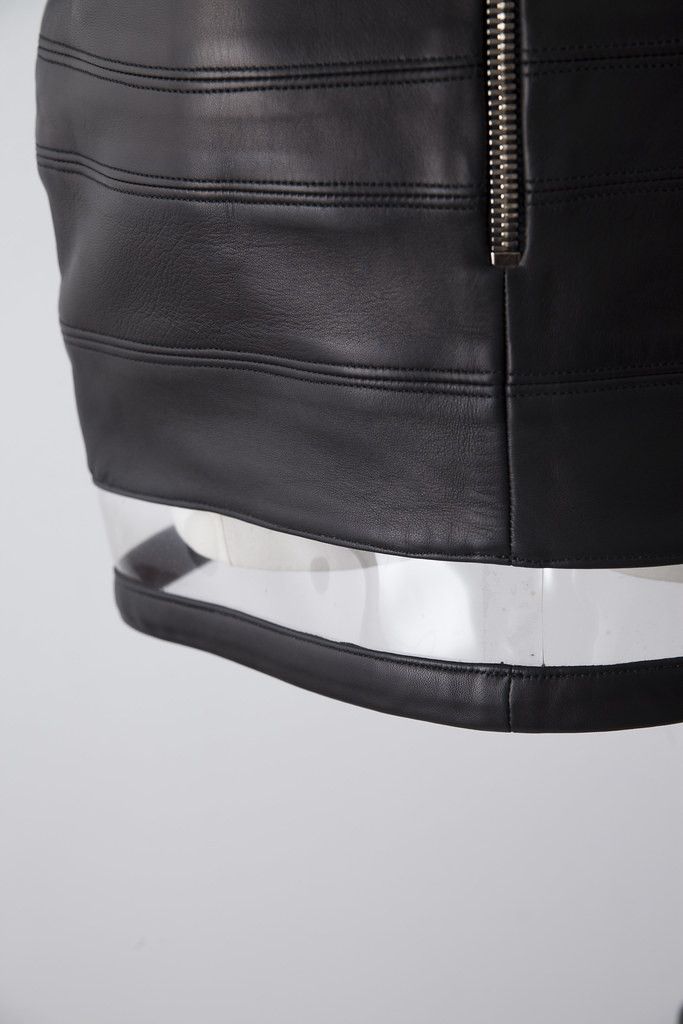 Balmain Leather skirt with transparent insert Size 26" / US 2 / IT 38 - 5 Thumbnail