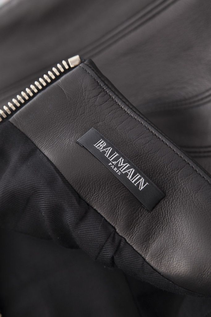 Balmain Leather skirt with transparent insert Size 26" / US 2 / IT 38 - 6 Thumbnail
