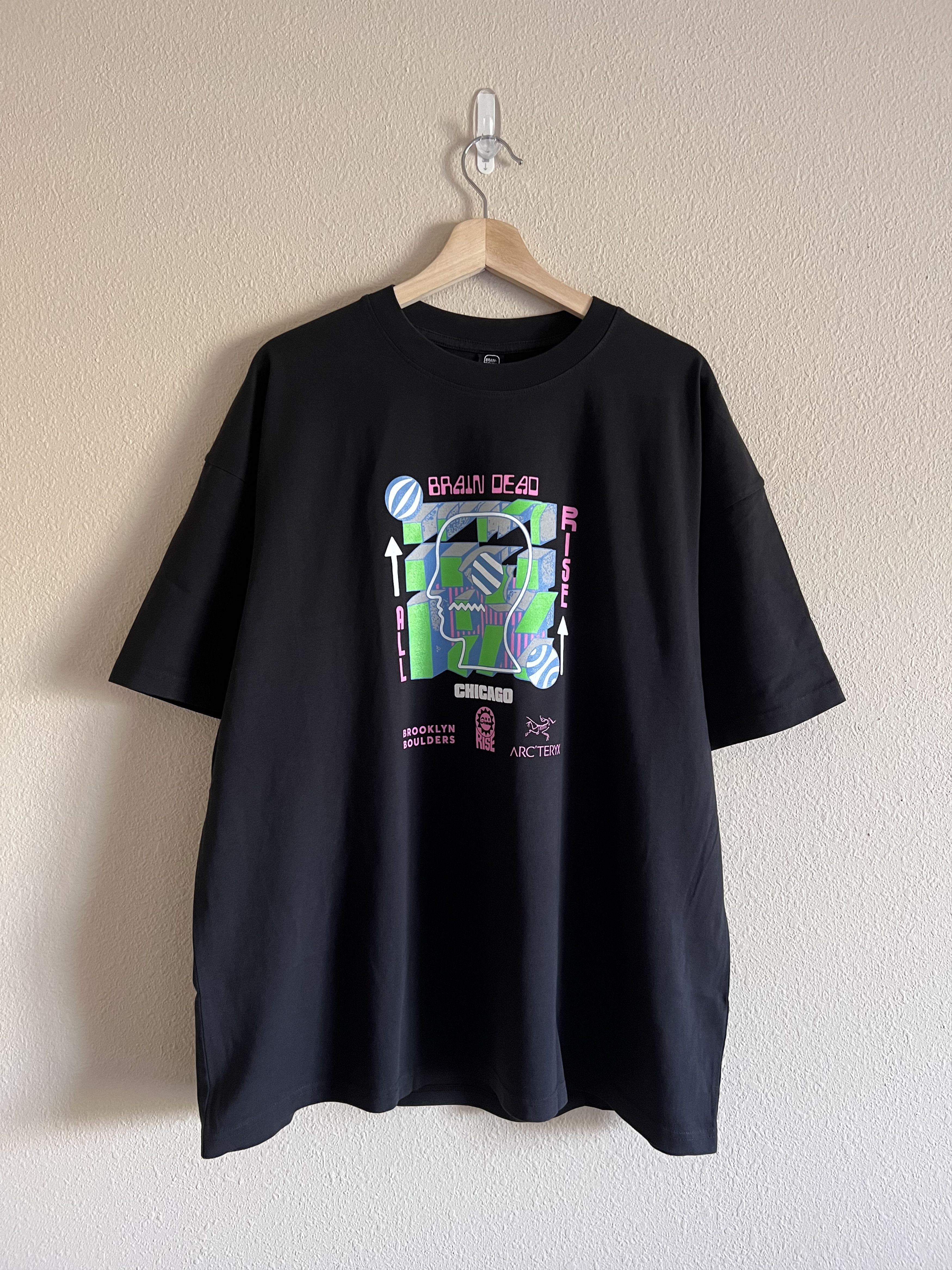image of Arcteryx x Brain Dead Arc'teryx All Rise Chicago Tee In Black, Men's (Size Small)