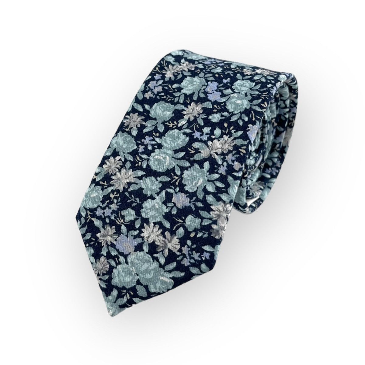 Other Men’s Navy w/ Turquoise Bohemian Floral Necktie, Slim Width Size ONE SIZE - 1 Thumbnail
