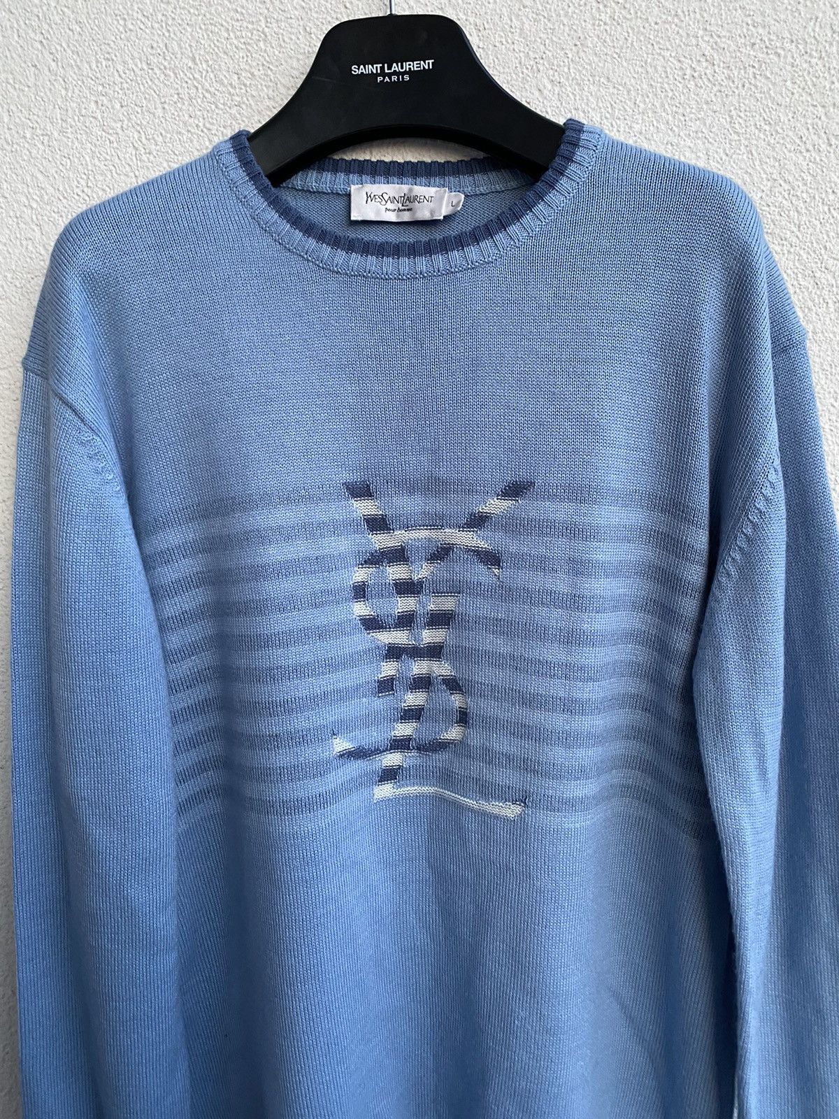 image of Vintage x YVES Saint Laurent Super Soft YSL Sweater Wool YSL Sweatshirt in Blue, Men's (Size Large)