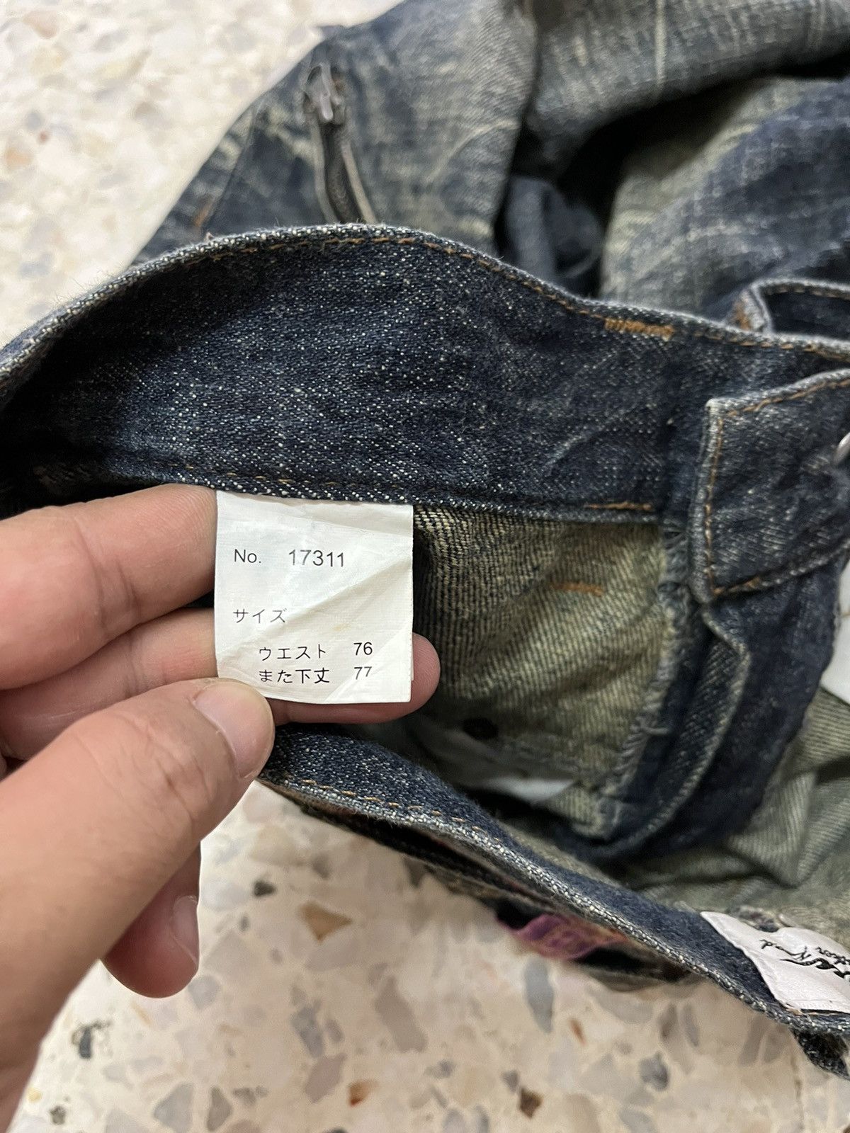 Japanese Brand Distress whiskers Nylaus jeans double waist design Size US 30 / EU 46 - 6 Thumbnail