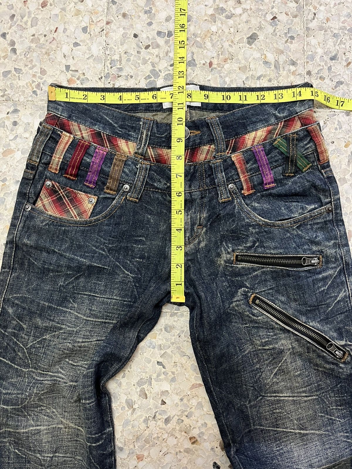 Japanese Brand Distress whiskers Nylaus jeans double waist design Size US 30 / EU 46 - 9 Thumbnail