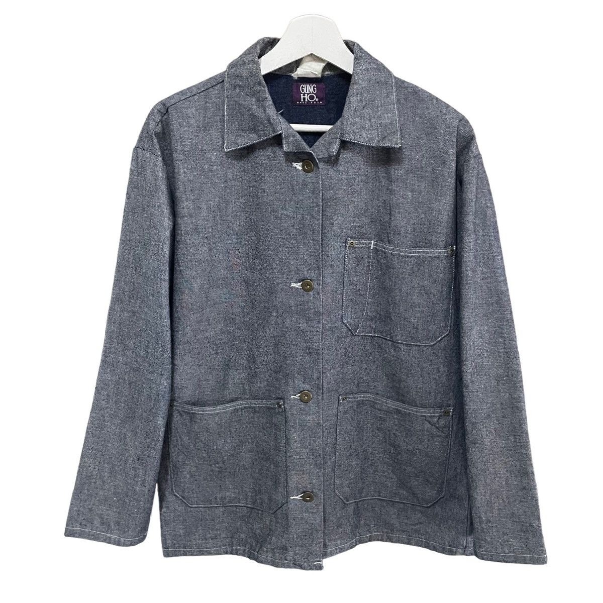 Japanese Brand × Vintage 💥90s GUNG HO USA WORKER CHORE BUTTON JACKET Size US M / EU 48-50 / 2 - 2 Thumbnail