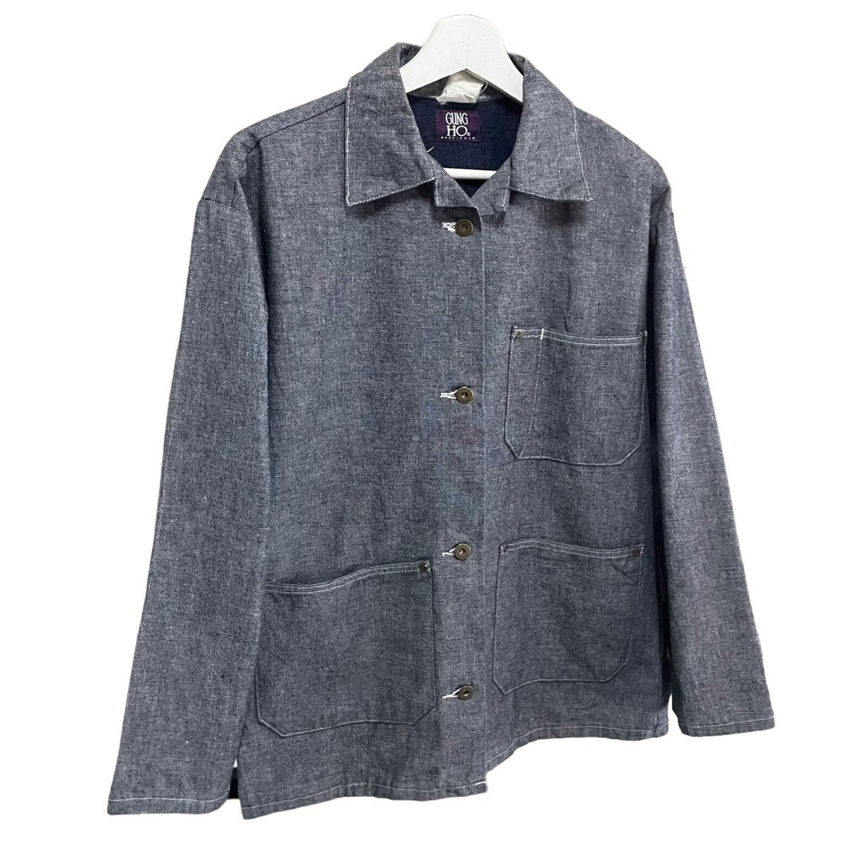 Japanese Brand × Vintage 💥90s GUNG HO USA WORKER CHORE BUTTON JACKET Size US M / EU 48-50 / 2 - 3 Thumbnail