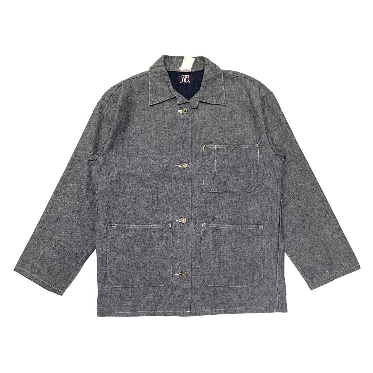 Japanese Brand × Vintage 💥90s GUNG HO USA WORKER CHORE BUTTON JACKET Size US M / EU 48-50 / 2 - 1 Thumbnail